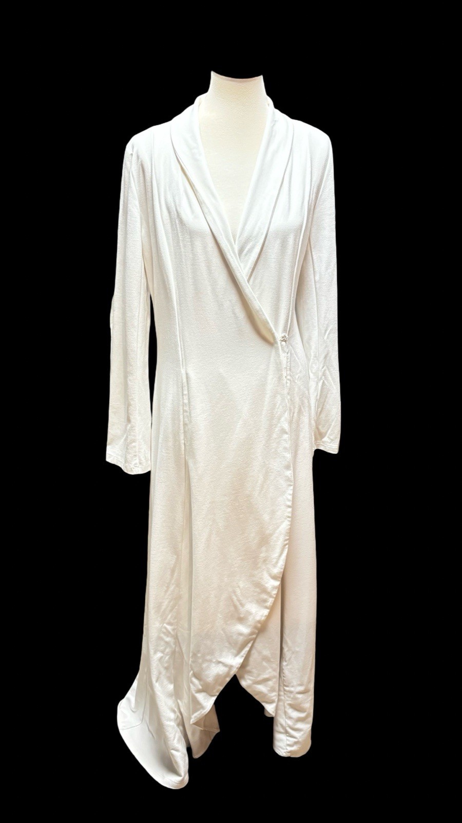 Vintage Women’s Long Wrap Dress MADAME L Classy Stylish Long Sleeve White Size 4