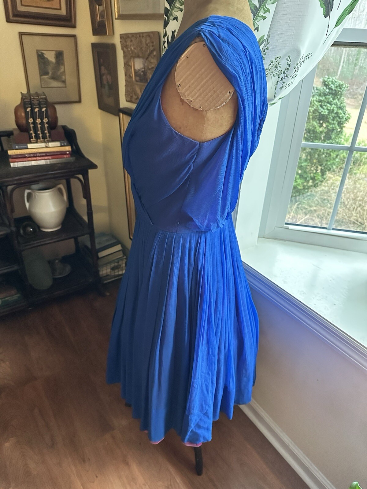 Lilli Diamond California VTG Blue Chiffon Party Prom Dress Womens Sz Small