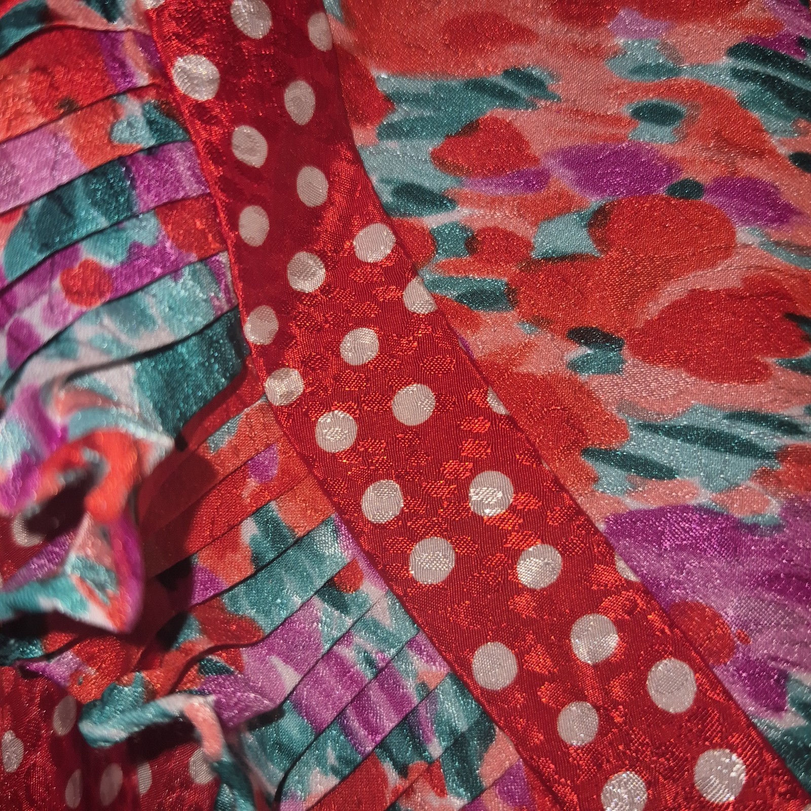 VTG 80s Susan Freis Red Polka Dot Maxi Dress Smocked Waist Puff Sleeve Medium M