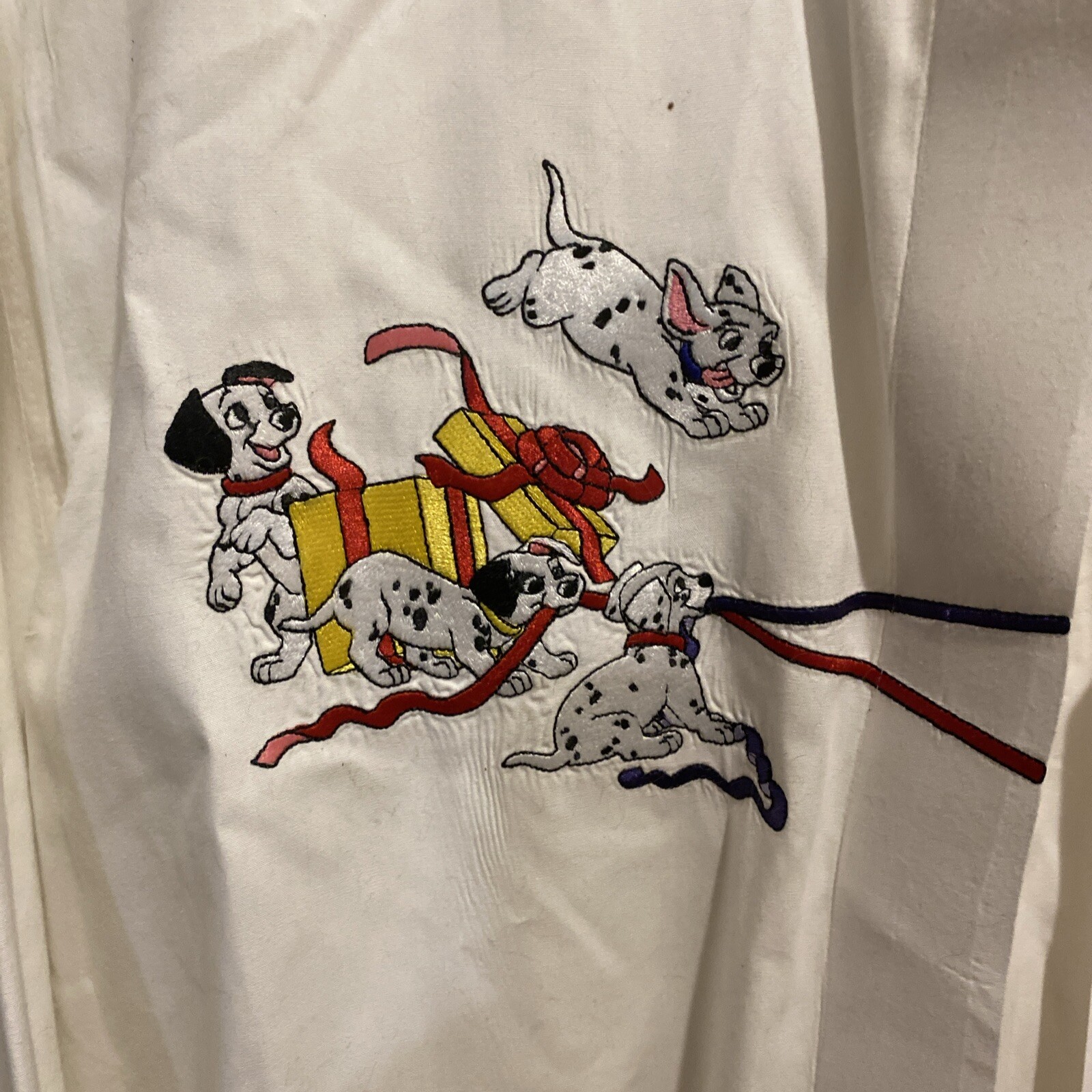 Vintage Disney Embroidered Shirt 101 Dalmatians , Sz L White *Read Description