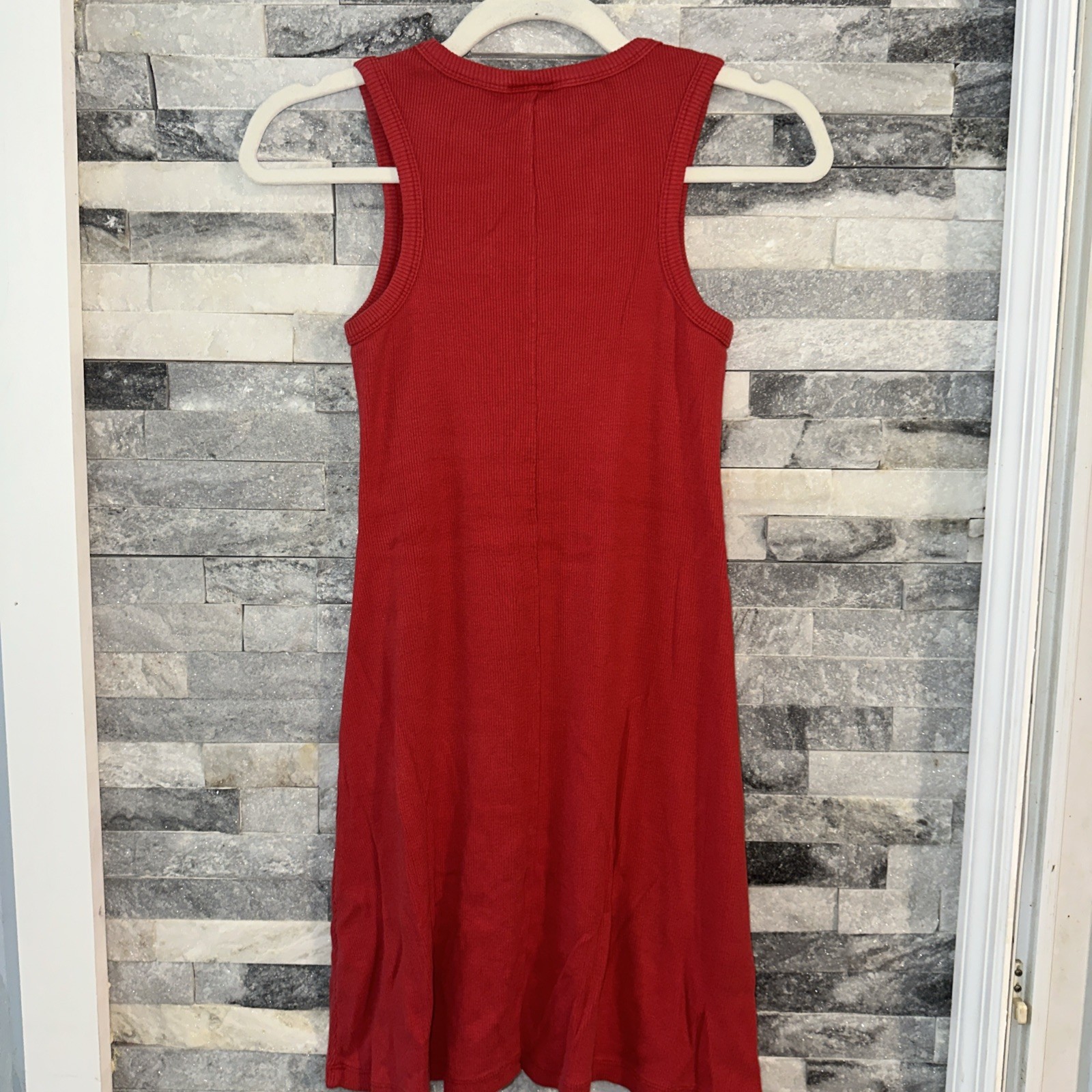 Vintage Moda International Red Ribbed Fit And Flare 90s Y2K Dress XS Ex Small