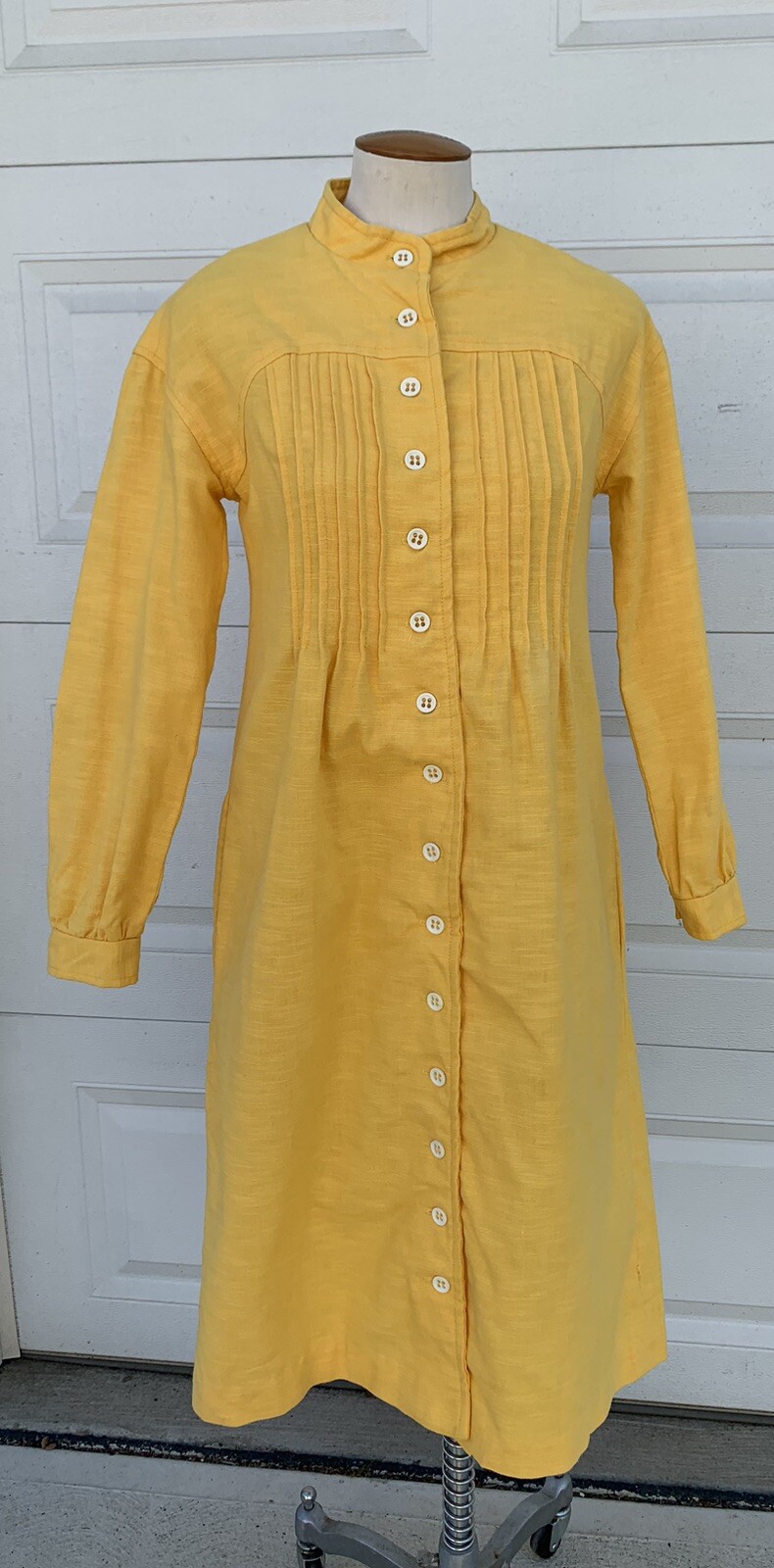 Vintage 60’s 70s S. HOWARD HIRSCH Pintuck Sunflower Yellow Utility Dress XS/S