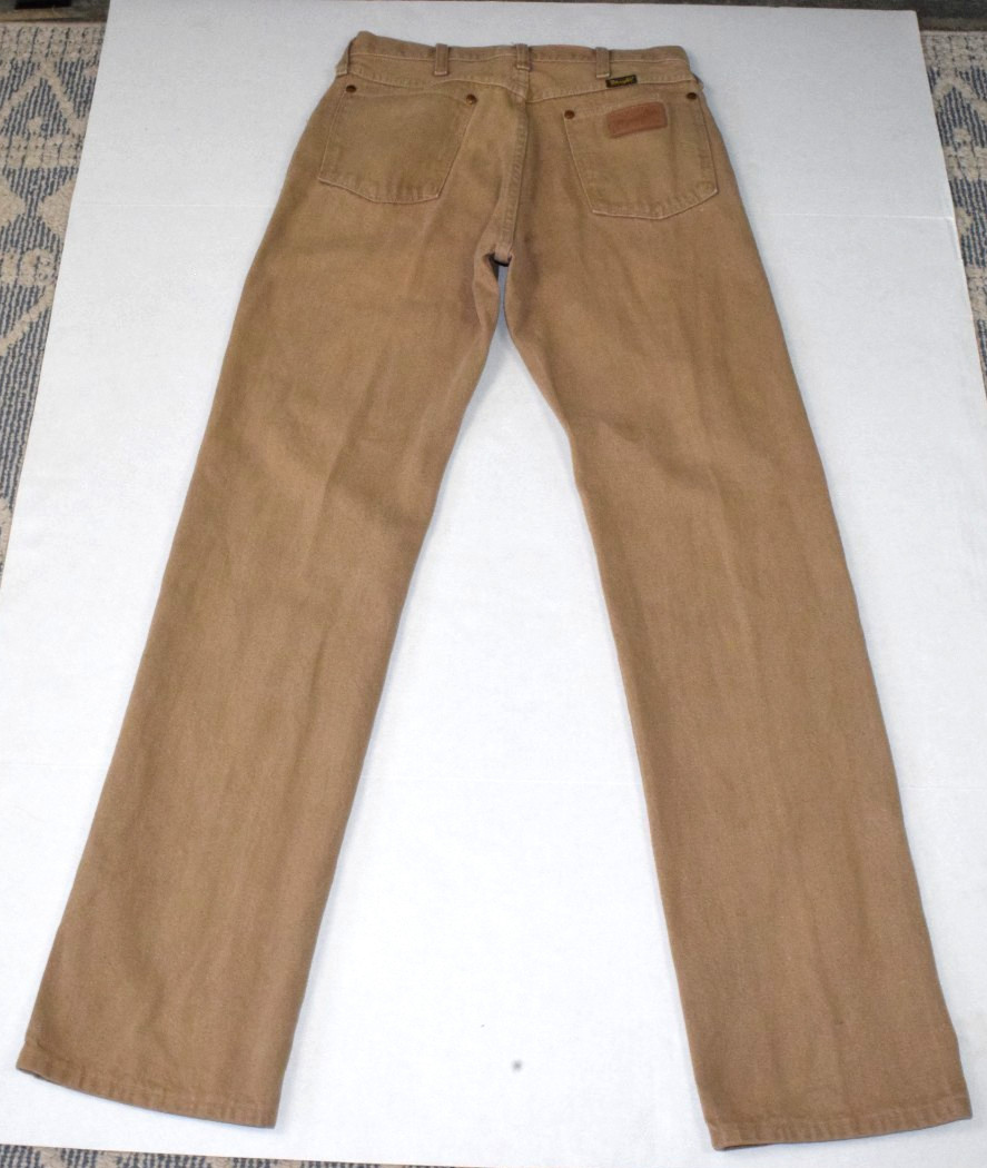 Vintage Wrangler Jeans W30 L33 80s Tan Riveted High Waist Straight Leg Made USA