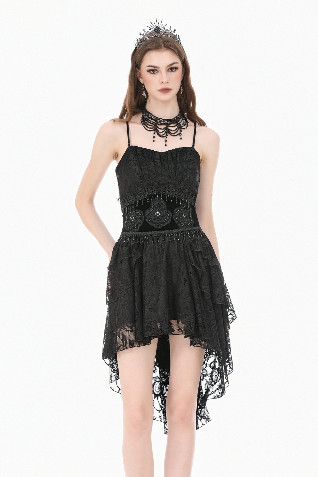 Dark In Love Women Velvet Waist Cincher Vintage Lace Embroidery Wide Waistband