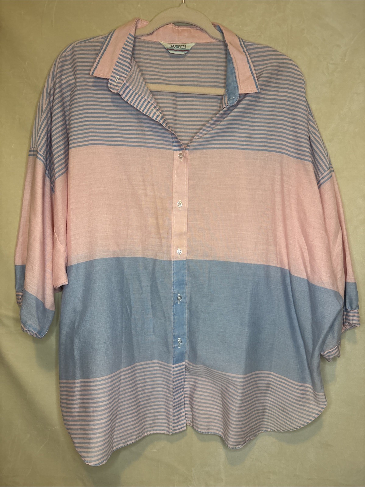 Favorites 80s Oversized Button Up Shirt Large Vintage Pink And Blue