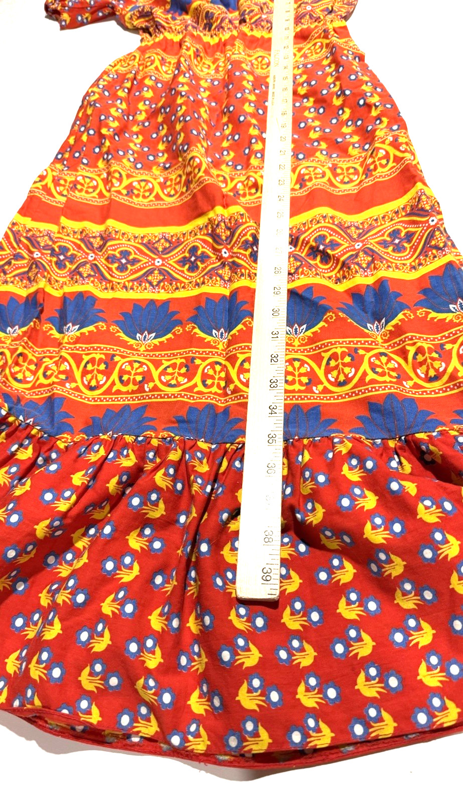 Vintage Y2K Milkmaid Maxi Dress Woman S All Over Print Cottagecore Boho Handmade