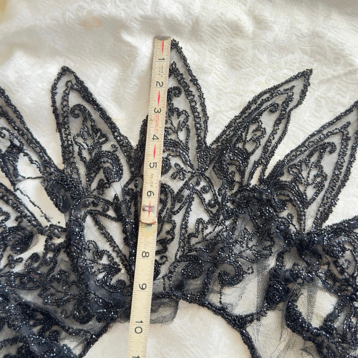 Antique Victorian French Jet Beaded Net Mantle / Capelet Mourning Attire AS IS