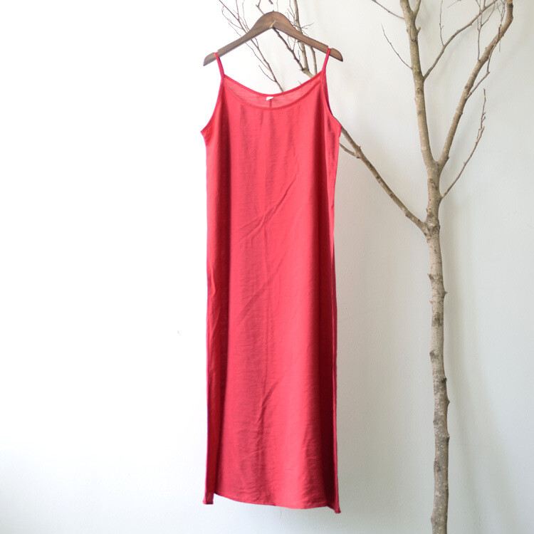 Women Cotton Full Slip Strappy Spaghetti Under Dress Petticoat Chemise Literary