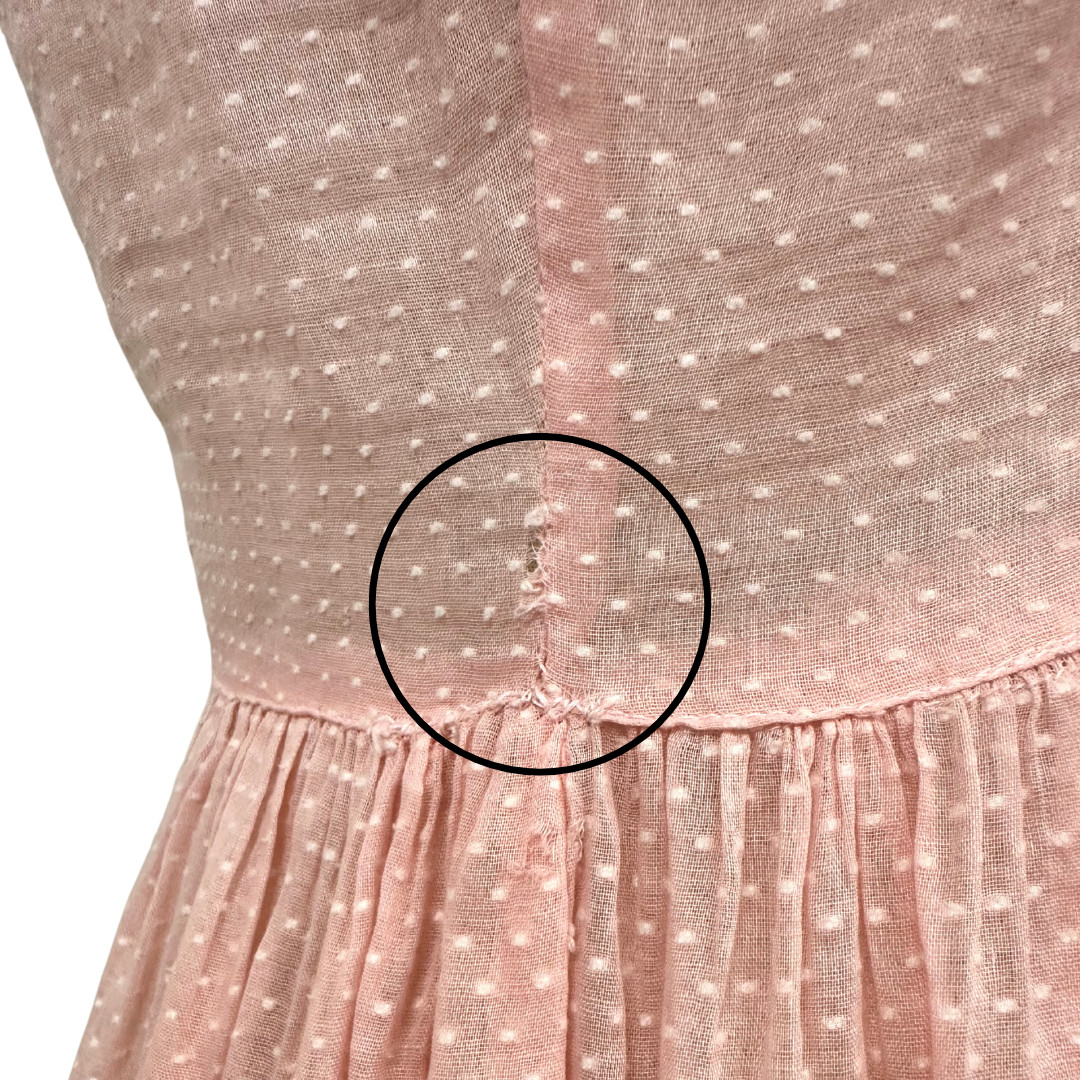 Vintage 1930s Pink Dotted Swiss Semi Sheer Fit n Flare Day Dress