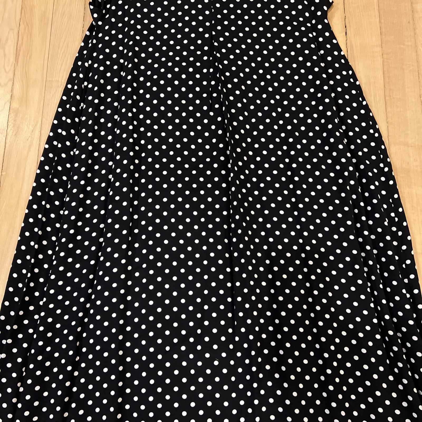 J.B.S. Ltd Black White Polka Dot Vtg Dress White Sailor Collar Sleeveless Sz 10