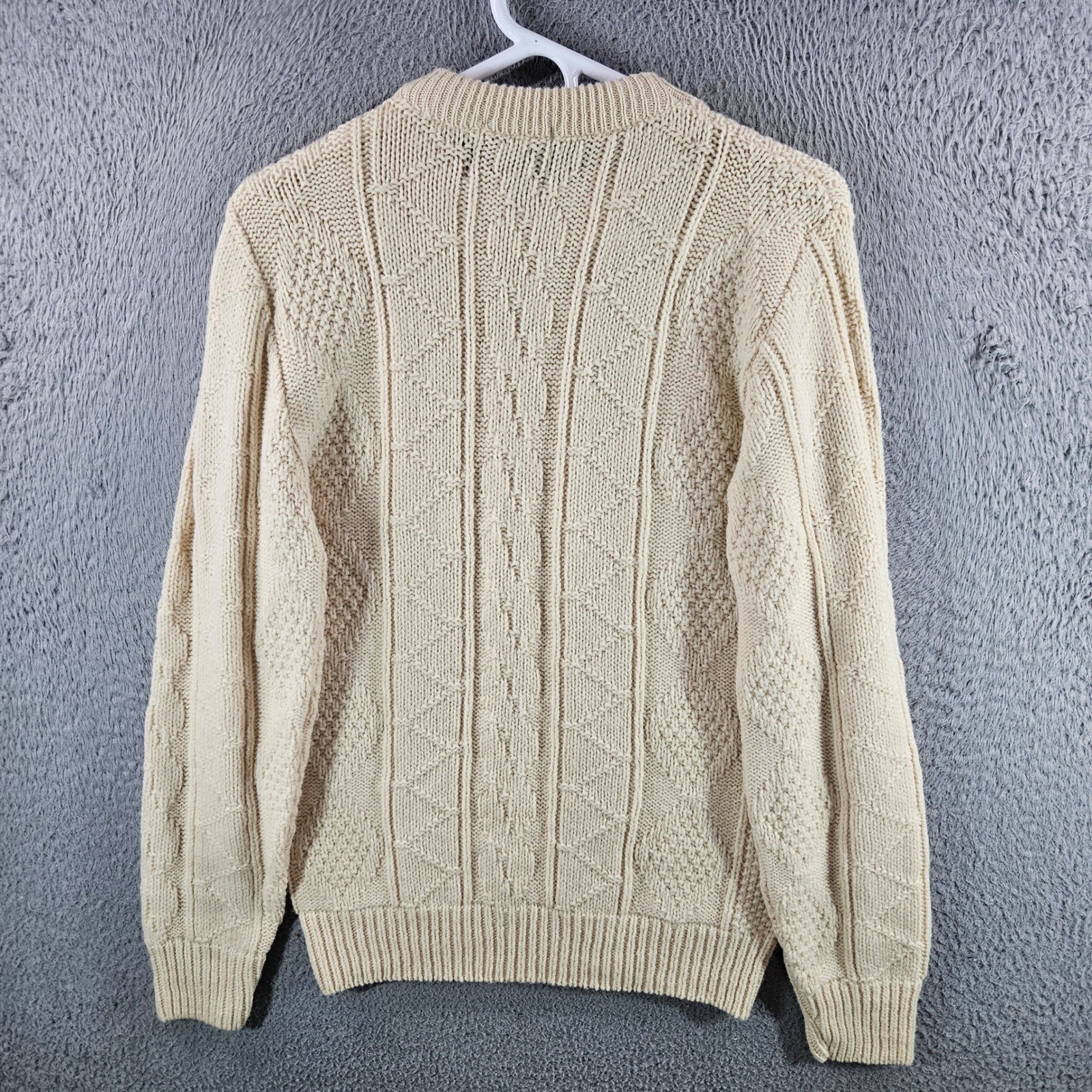 Vintage Lahmar Womens Cream Cable Knit Sweater Size Small Made in USA Ivory
