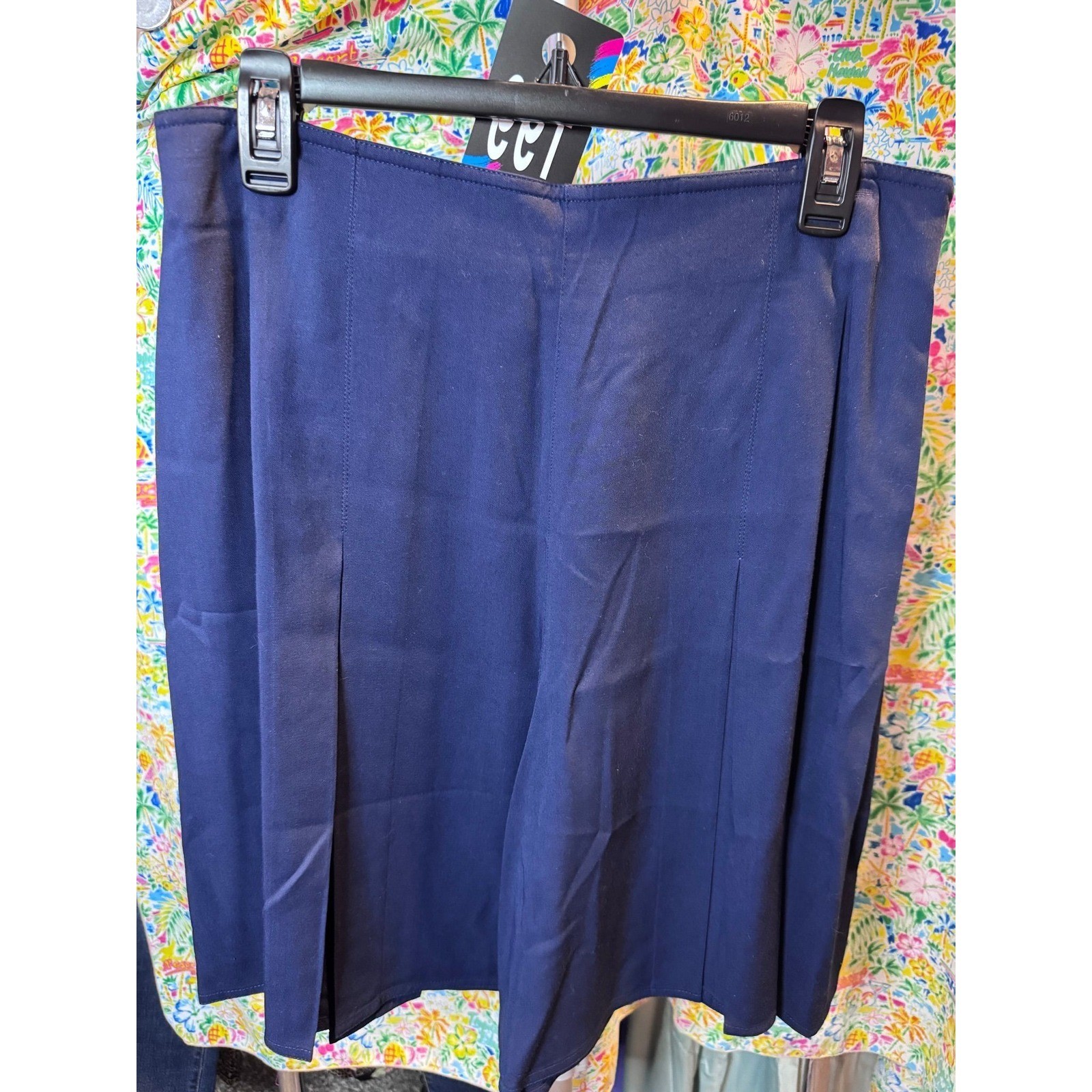 199 Liz Sport Navy Blue Pleated Culottes Wide Leg – Skirt Shorts Vintage 14