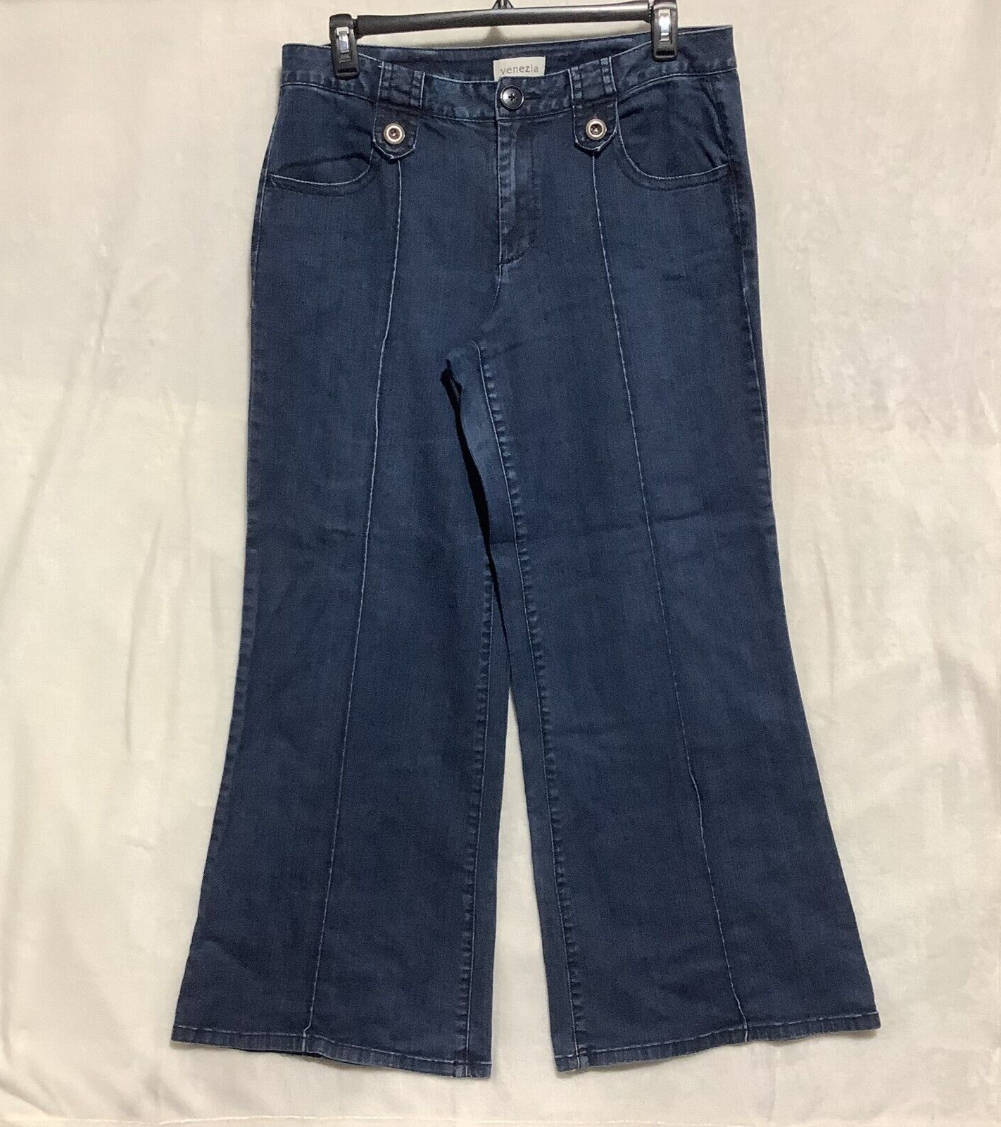 VTG Venezia Wide Leg Denim Jeans 16 Ave. Buttons Hip Hop Flare Grunge Baggy Y2K
