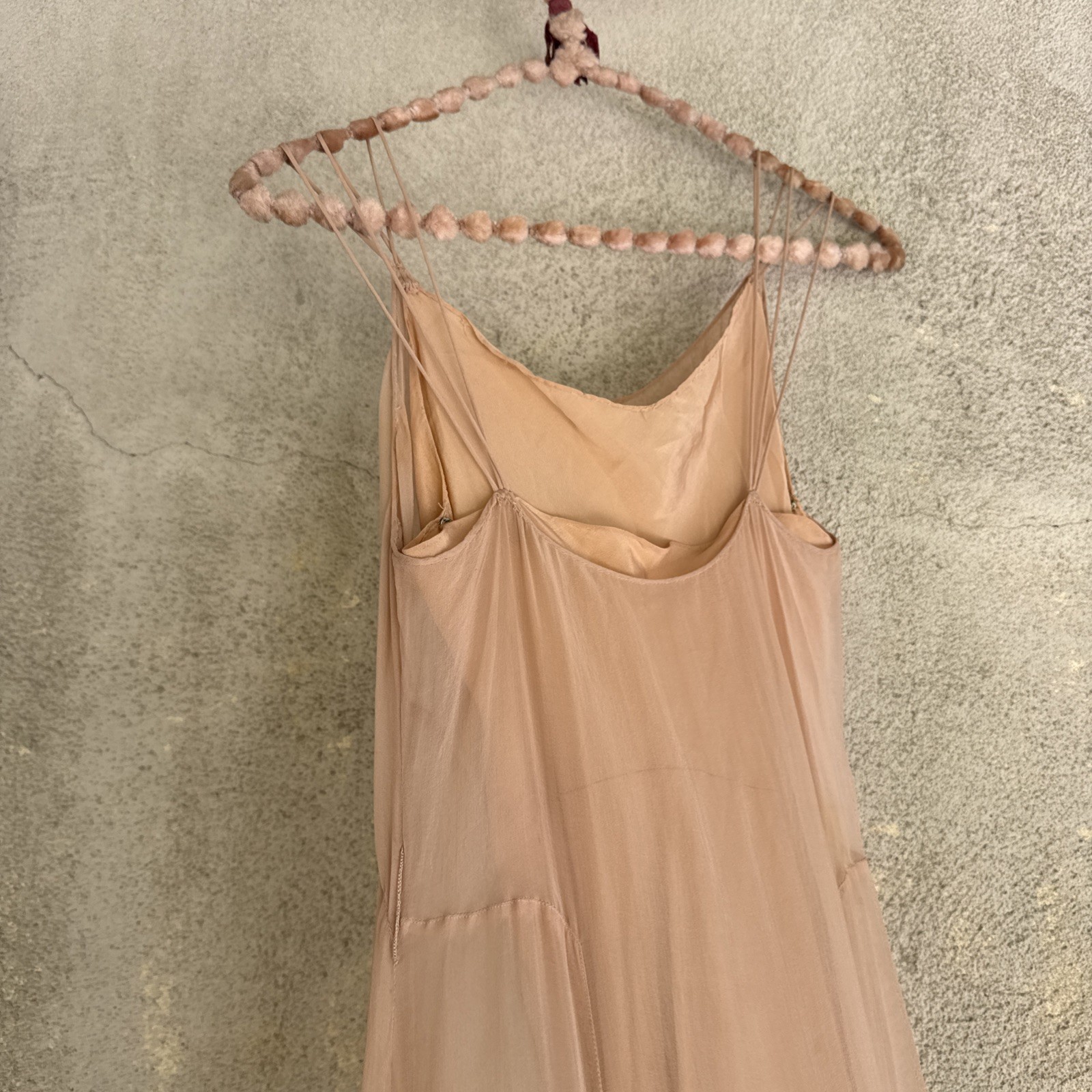 Vintage 1930s Lightest Pink Silk Chiffon Gown Triple Strap Maxi Fairy Dress