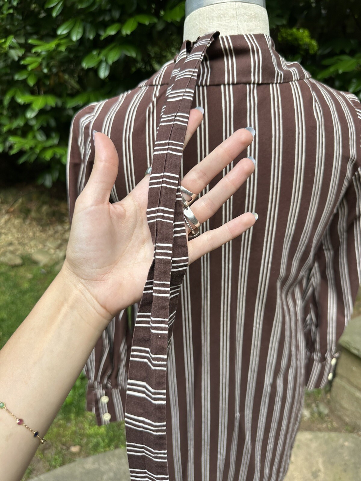 70s Marimekko Design Research Striped Shirtwaist Dress with Pintucks Small