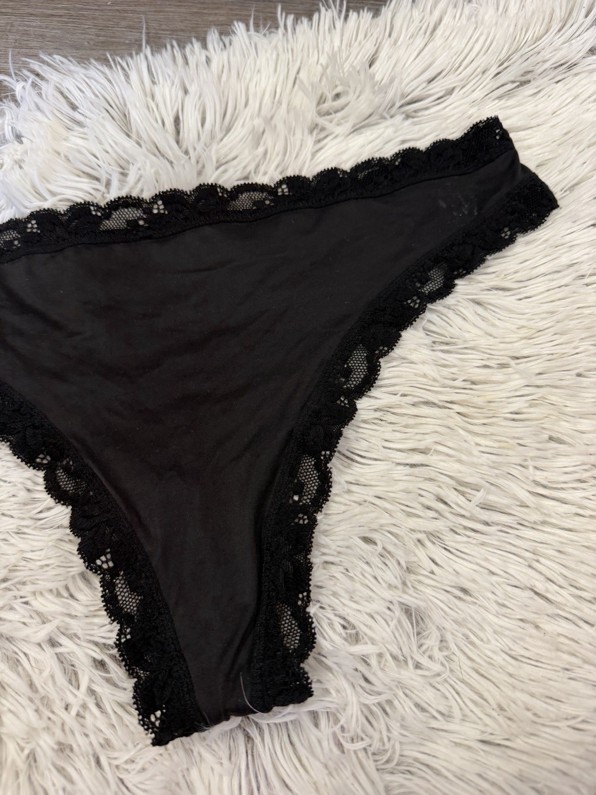 Nwt Women Aerie Tanga Signature Trim Black Lace Thong Low Rise Panty Sz X-Large