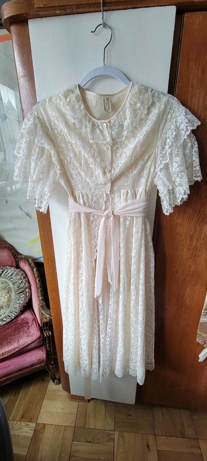 Vintage Aristocraft By Superior Lace Lingerie Robe+Nightgown Peignoir 2pc Sz 32