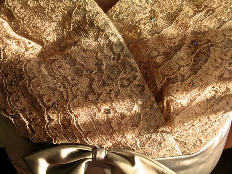 VTG 50s Tiered Lace Bombshell Pin Up Cocktail Dress Rhinestones Sydney North S