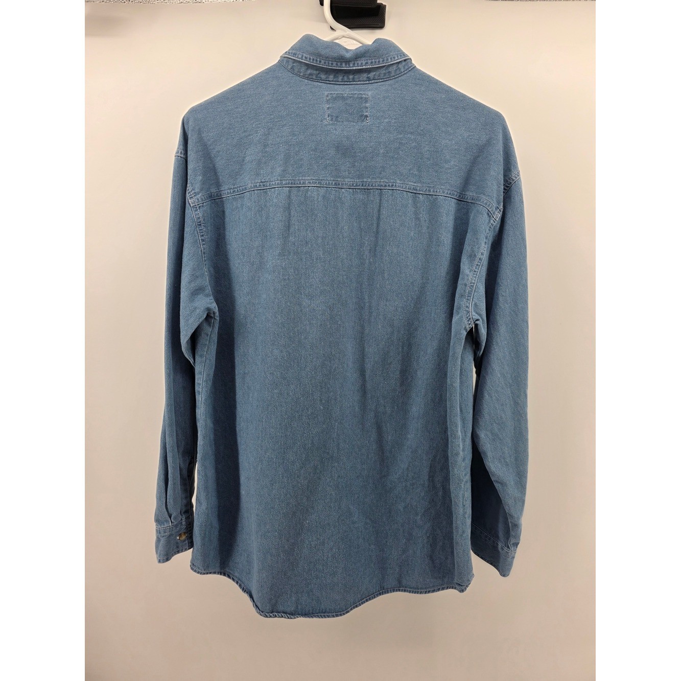 Let’s Quizz Again Vintage Snowman Embroidered Denim Shirt Medium Wash Blue M