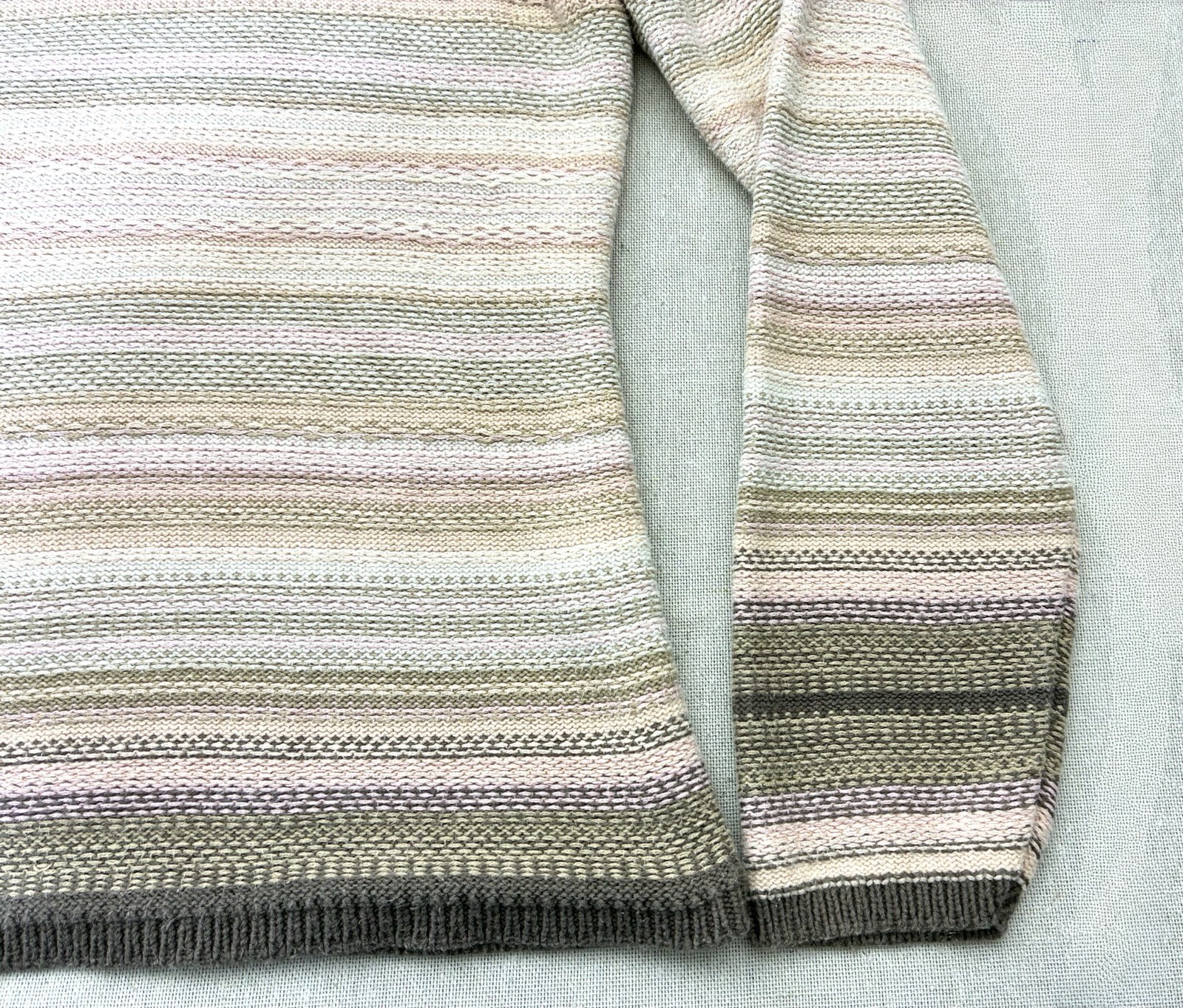 Crazy Horse Liz Claiborne Sweater Womens L Striped Knit Crewneck Brown Pink