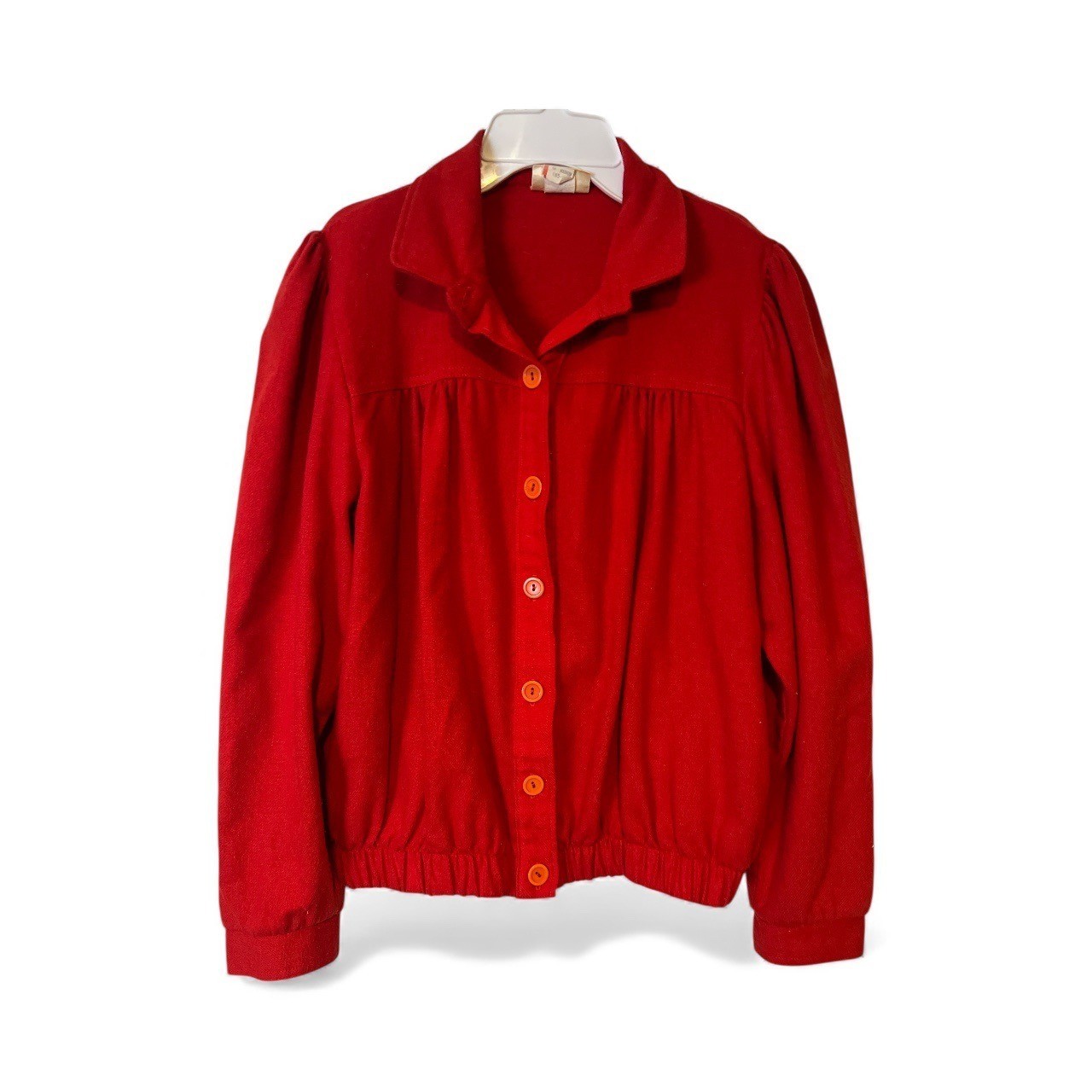 Red Vintage Women’s Jacket Medium You Babes by Fritzi Wool Blend Pleaded Shoulde