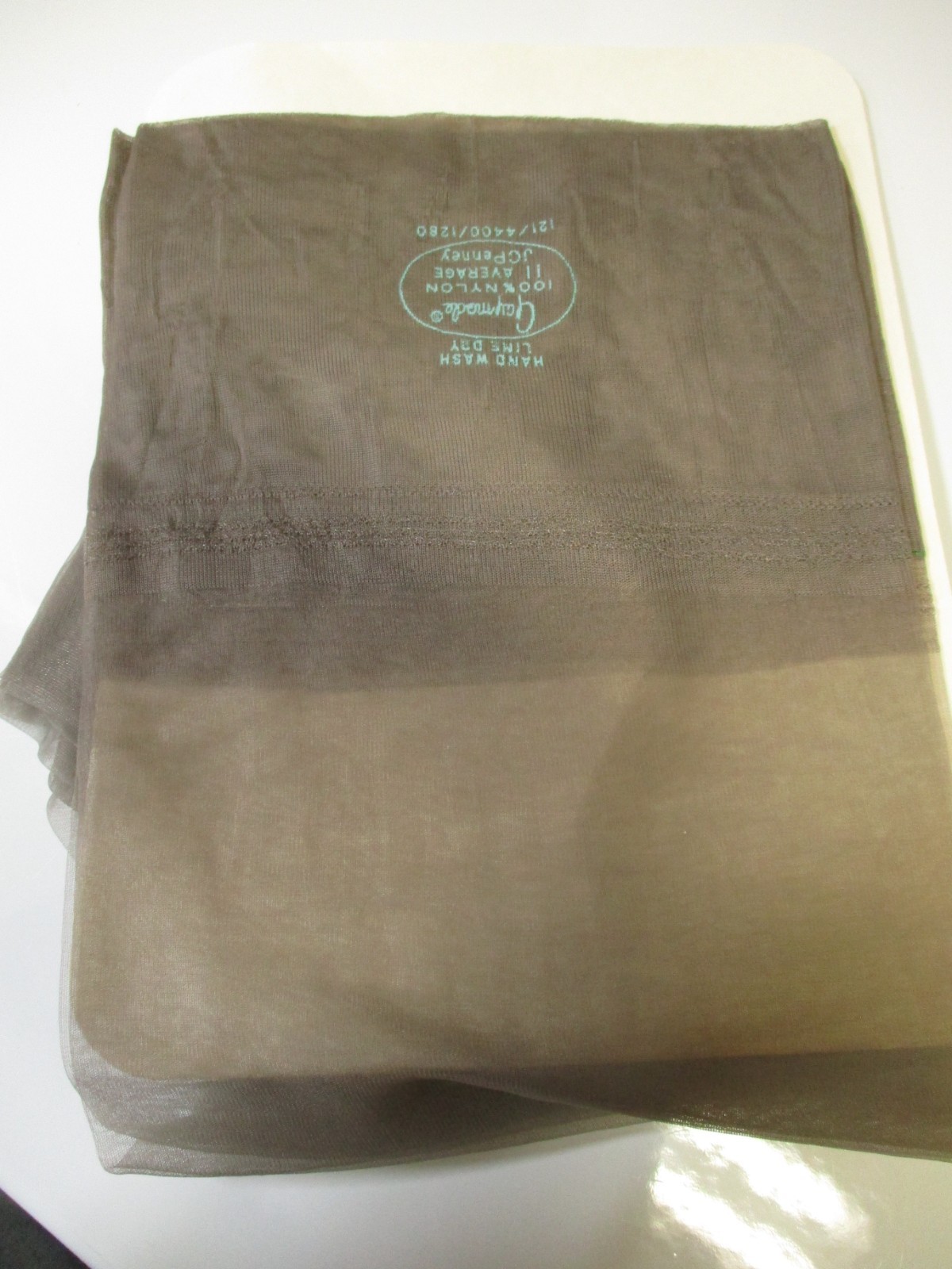 1 PR VINTAGE PENNY’S RHT FLAT KNIT SHEER NYLON STOCKINGS SZ 11 LONG 37″ GRAY