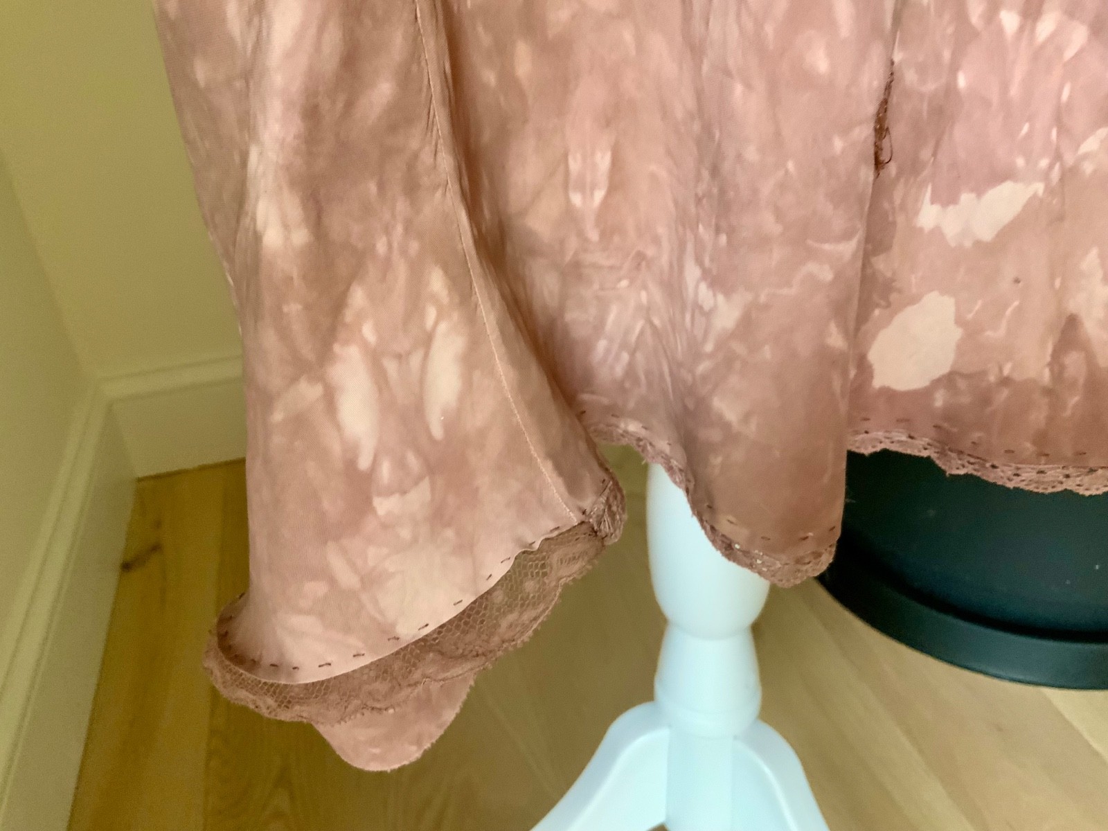 1930s Hand Dyed Silk Dress | Artistically Restored Vintage Lace Appliqué Dress