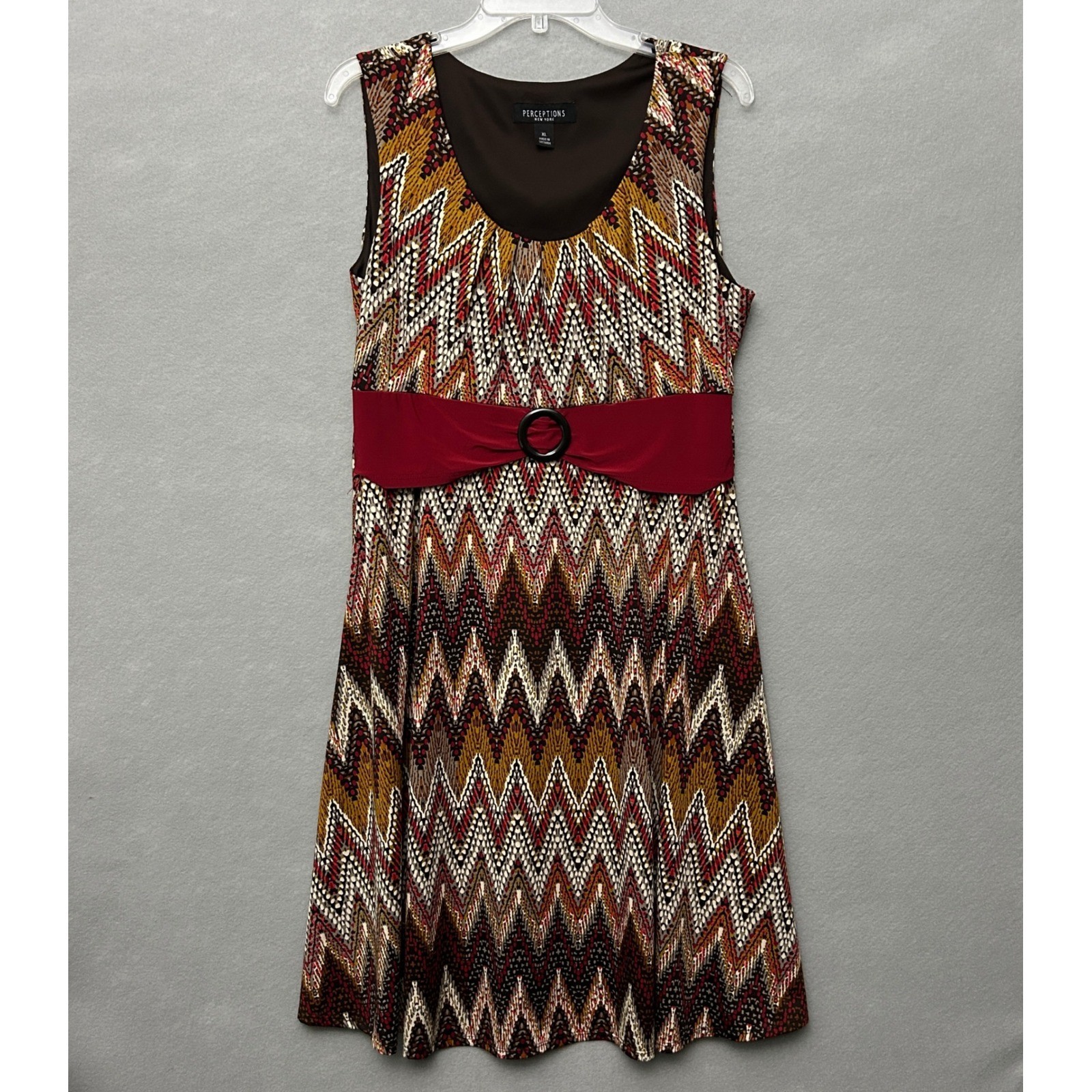 VTG Y2K Dress Perceptions Women’s XL Zigzag Stretch Funky Eclectic Boho Artsy