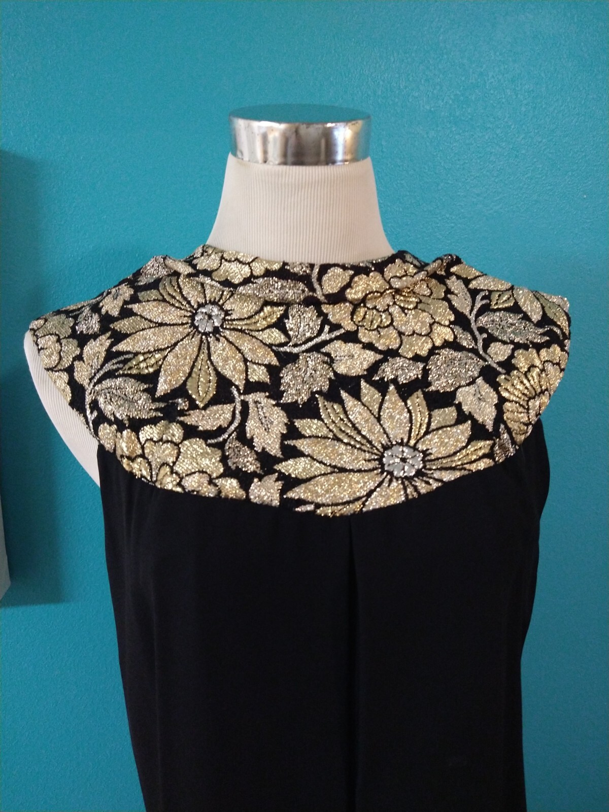 Vintage Gold And Black Dress Shorts/ Short Dress 60s Wanda Belli