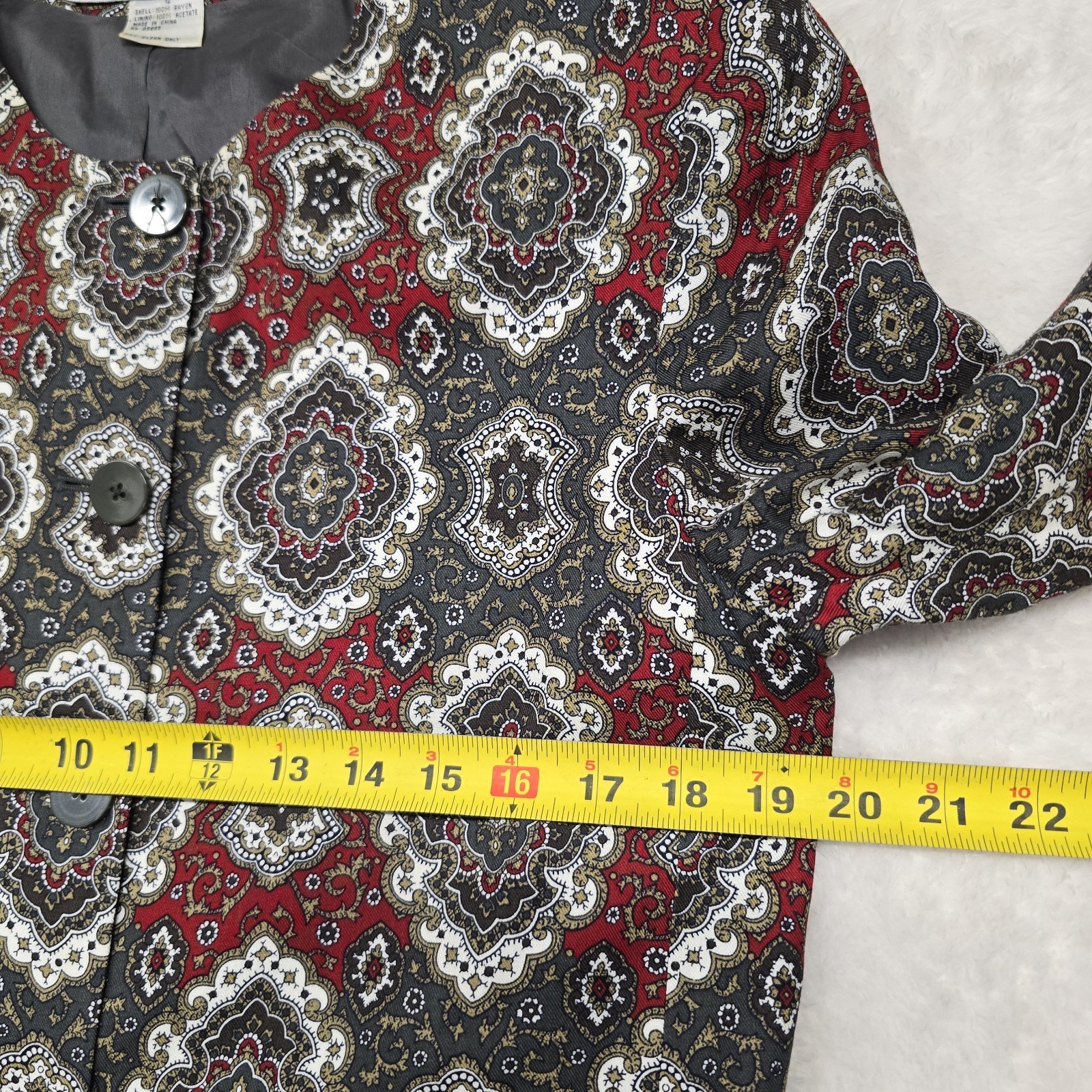 Vintage Evan Picone Blazer Womens 12 Lined Career Jacket Classic Office Tapestry