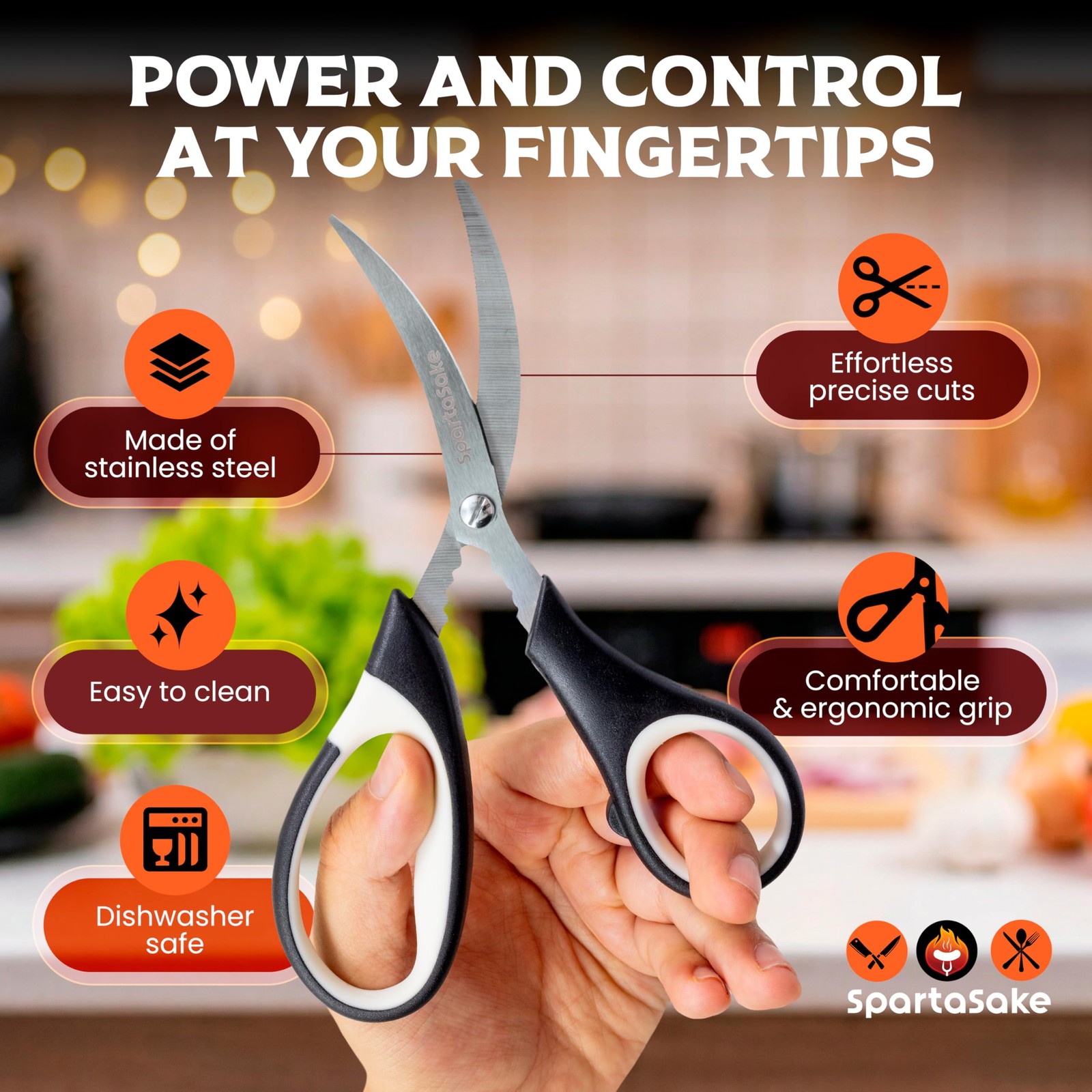 SpartaSake 2-Pack Premium Stainless Steel All Purpose Kitchen Shears with Sleeve