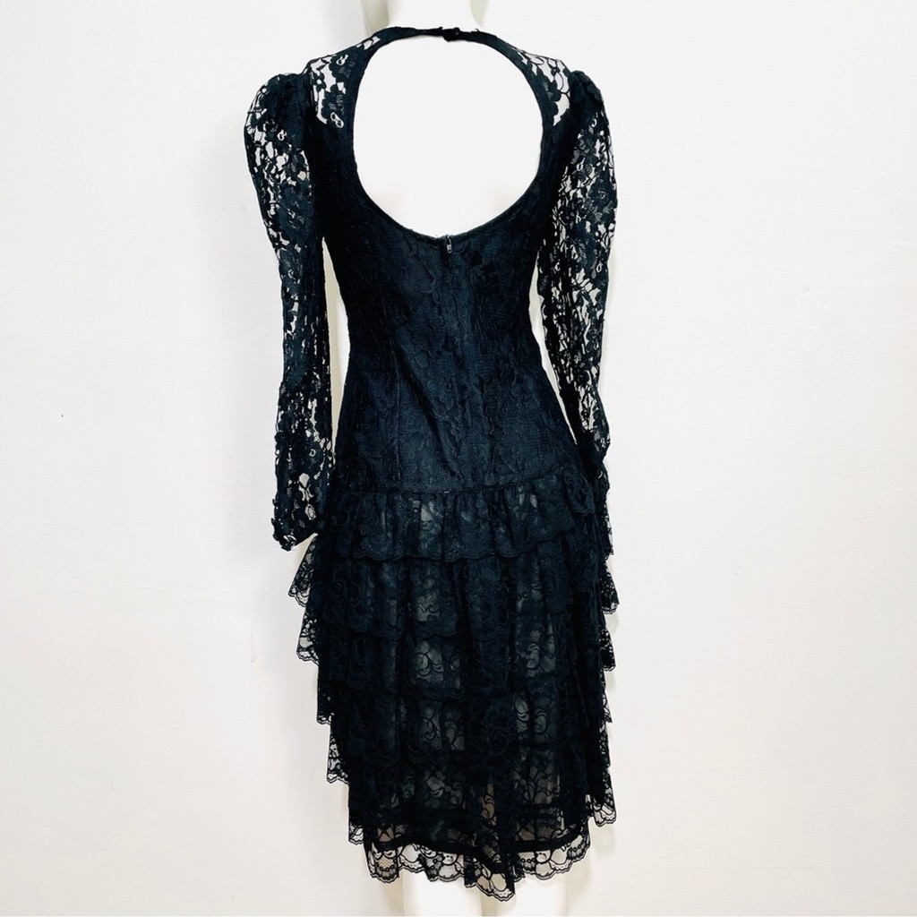 Wednesday Dresses Collections / Beene Black Lace Dress with ruffles