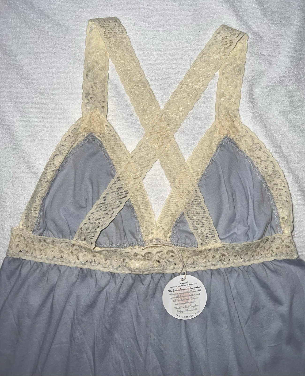 Authentic undrest NWT Vintage Lingerie French Blue Lace Supima Cotton Camisole L