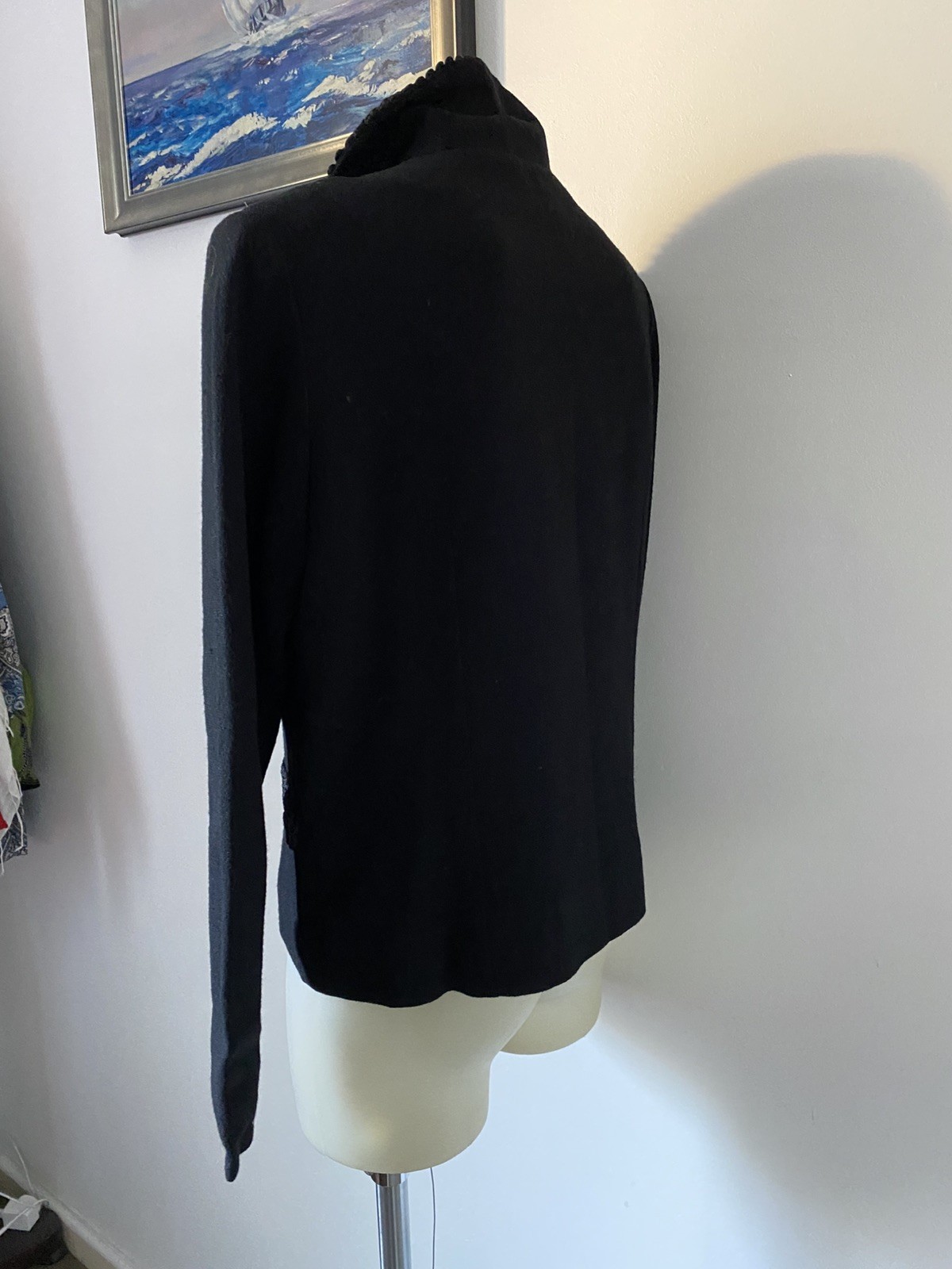 50,s Black Wool Crepe Braided Jkt.38” Bust
