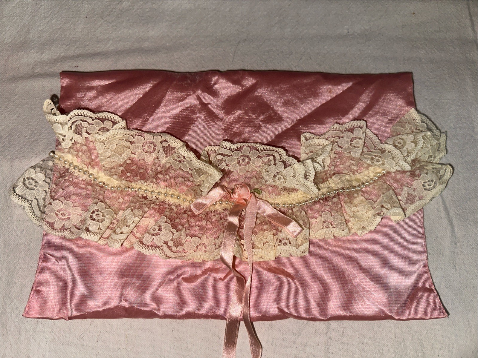 Vintage Victoria’s Secret Satin Taffeta Lingerie Bag And Gold Label Tap