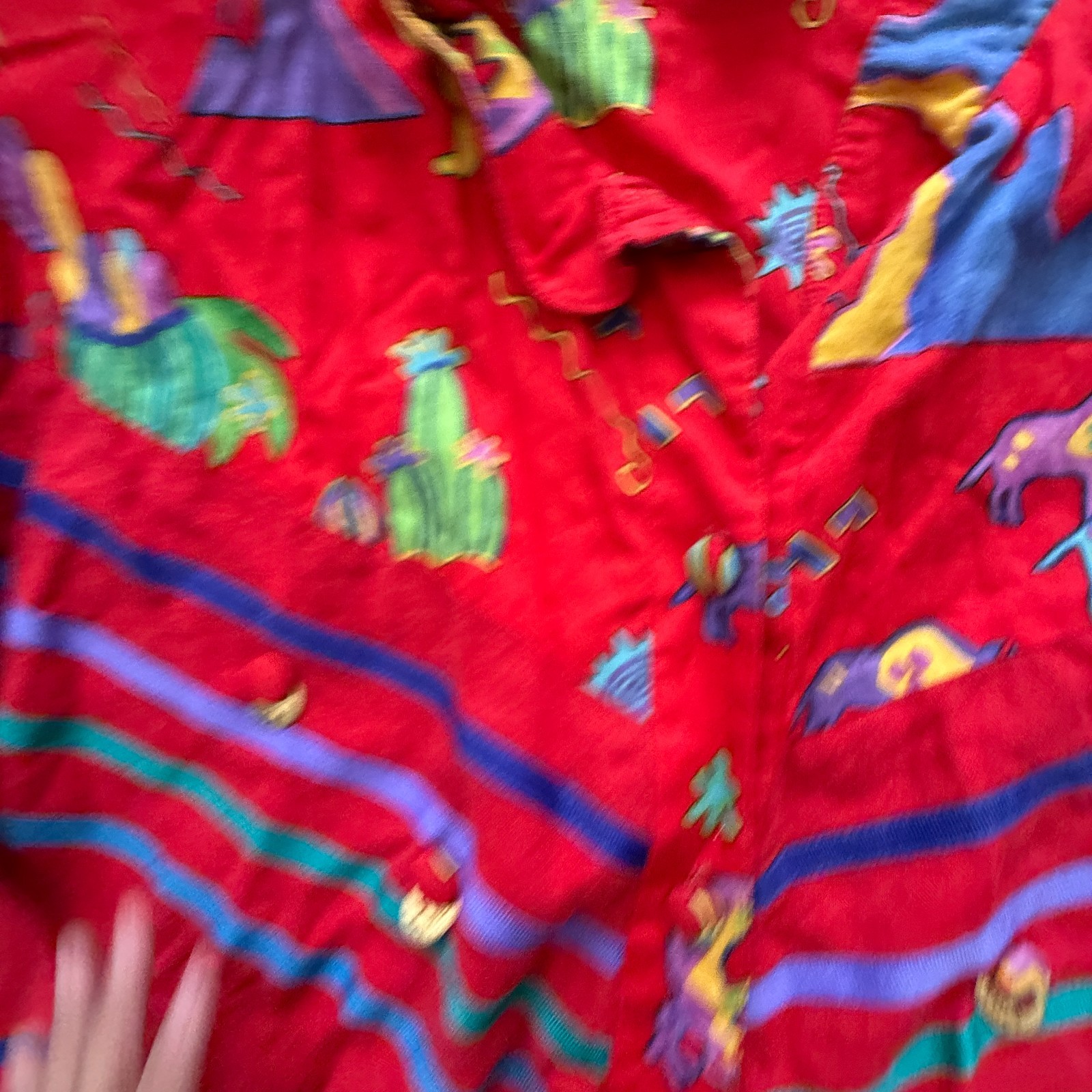 Vtg Southwest Theme Jacket Cotton Pockets Papike Wear OS Red
