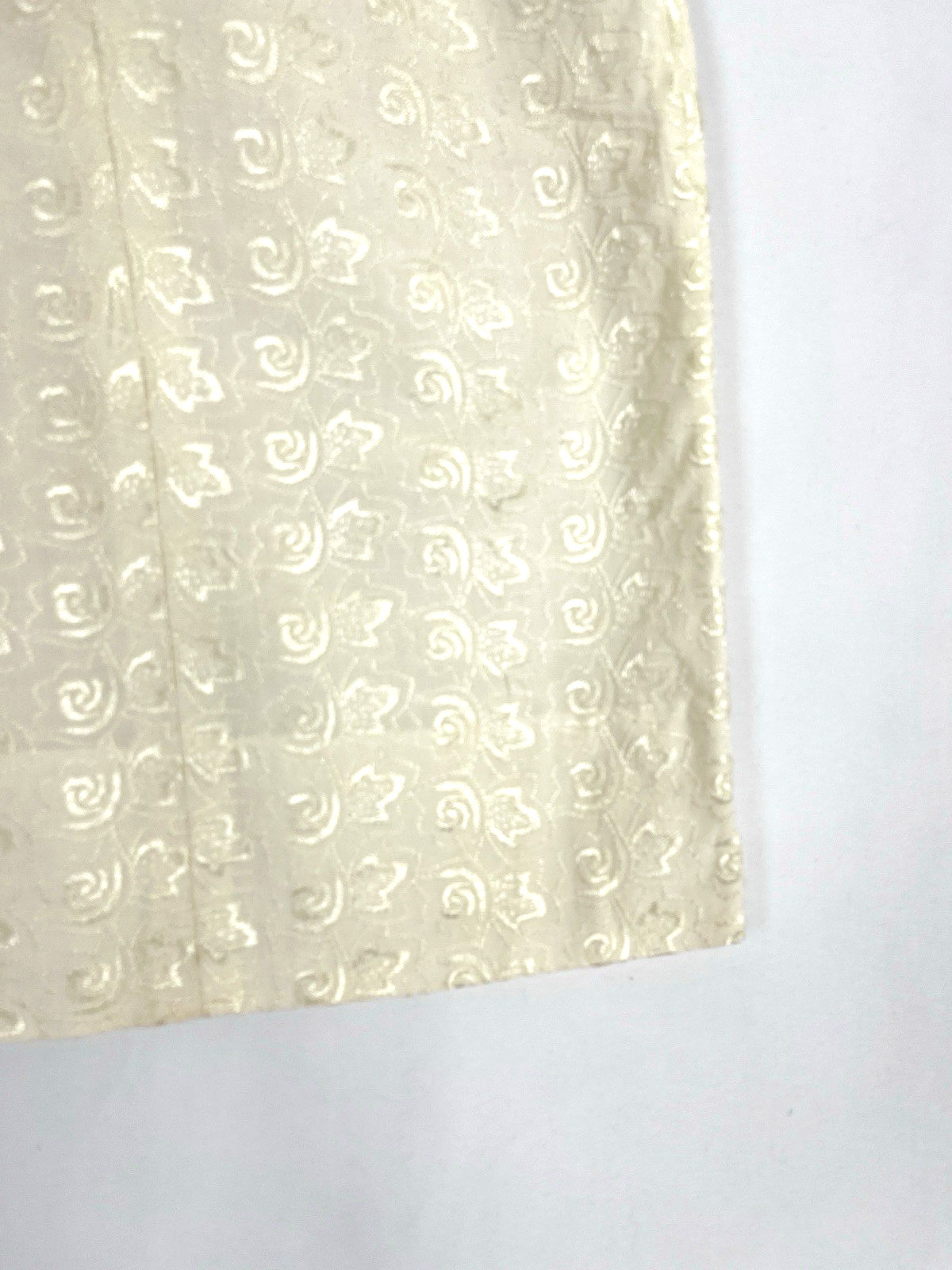 Vintage 50s/60s Butter Yellow Cream Floral Embroidery Wiggle Sheath XS/S/M Dress