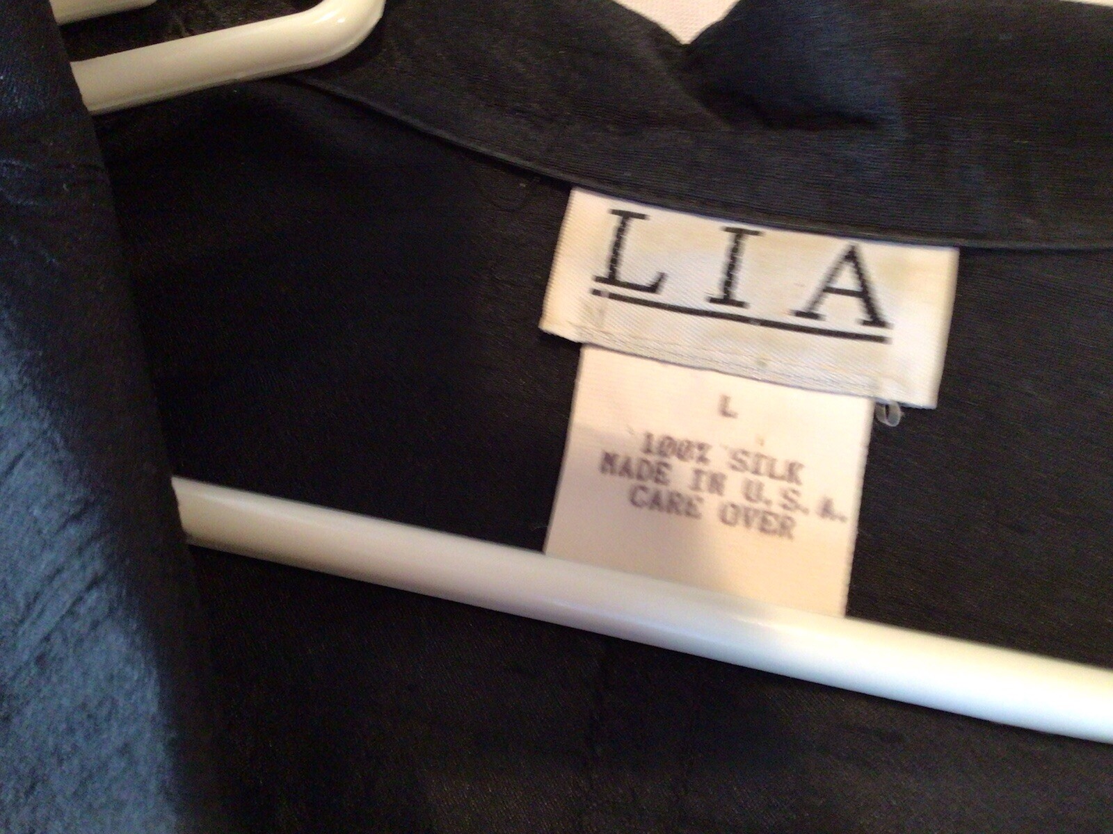 LIA Blouse /Jacket, Woman’s Large , Beaded Sleeve Edges, Black, Runs Small, Vtg