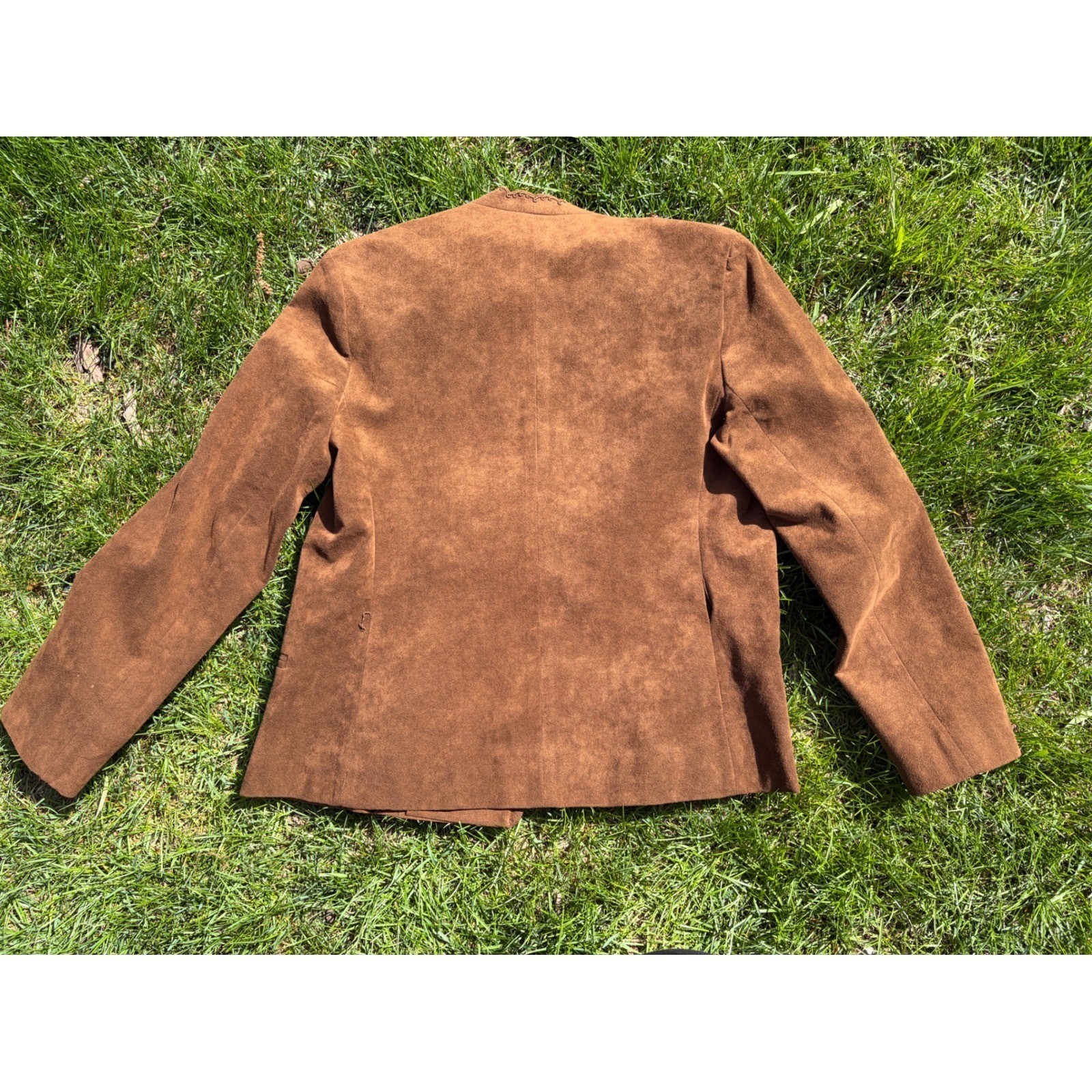 Vintage 70s Gino Rossi Wilson Ultrasuede Scalloped Jacket Brown Size 12 USA Made