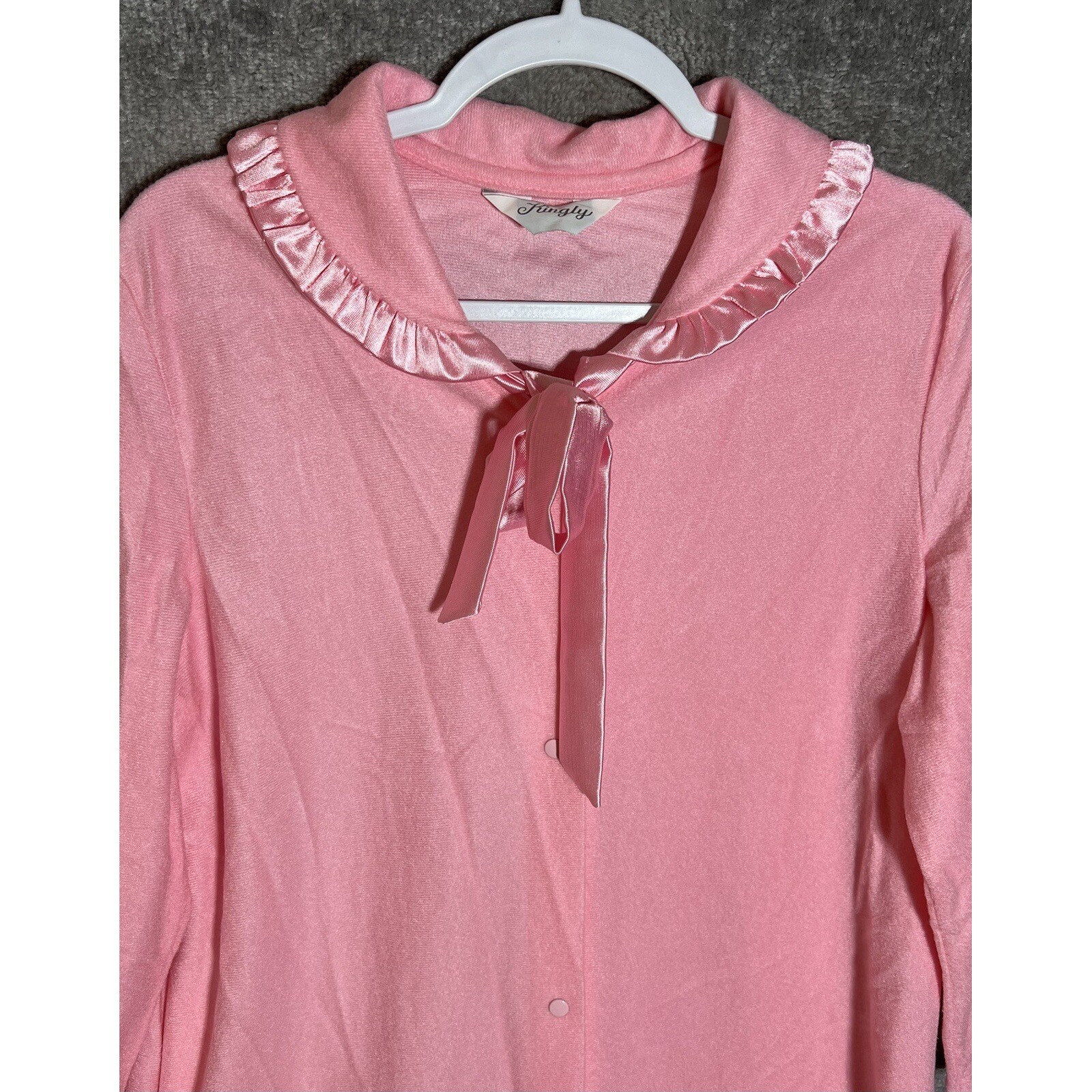 Vintage Kingly Long Robe Womens Size Large 16-18 Pink Side Pocket Snap Front USA