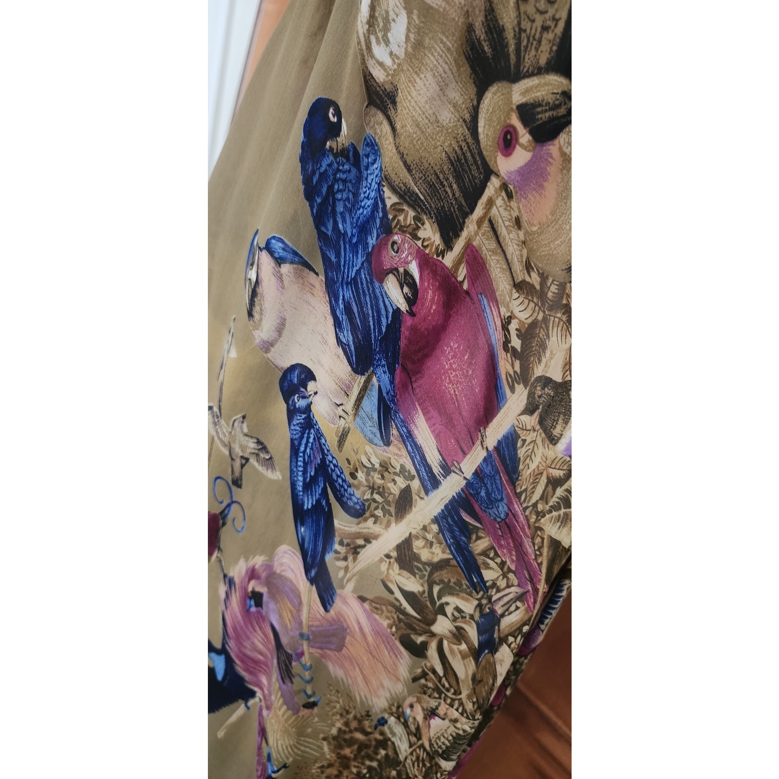 VTG 1970s Gianni Versace RARE Dress Silk Tropical Parrot Print Spaghetti Straps