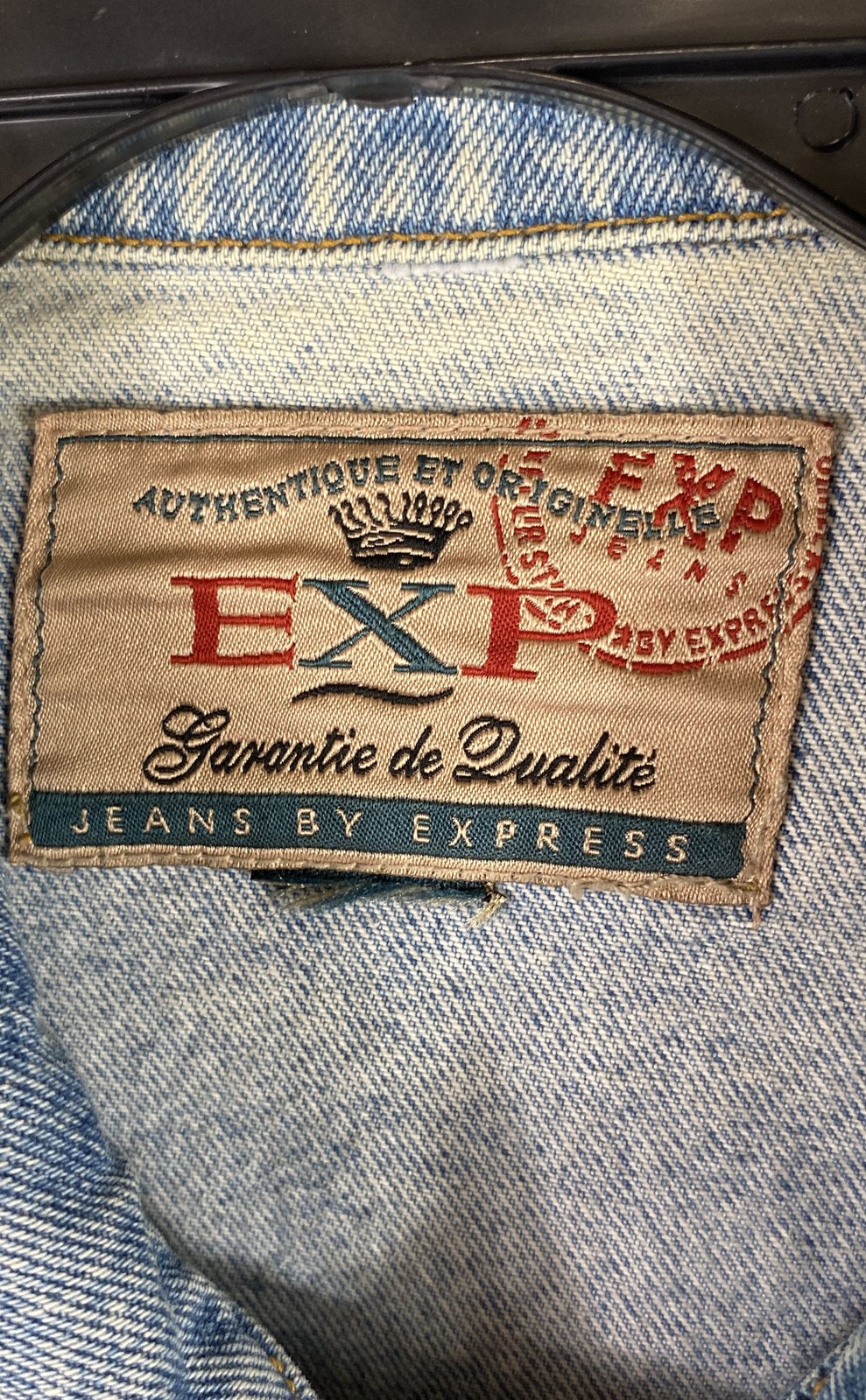Vintage 90s EXP by Express Women’s Blue Denim Embroidered Beaded Fringe Jacket