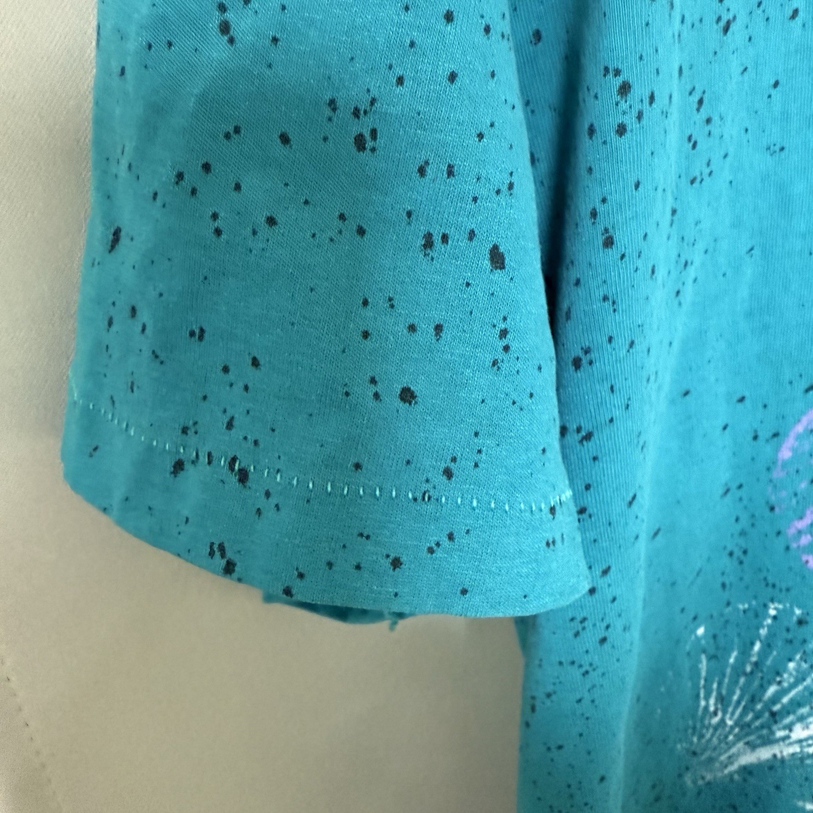 Hanes Heavyweight Womens Large Teal Green Vintage Single Stitch Seashell T-Shirt
