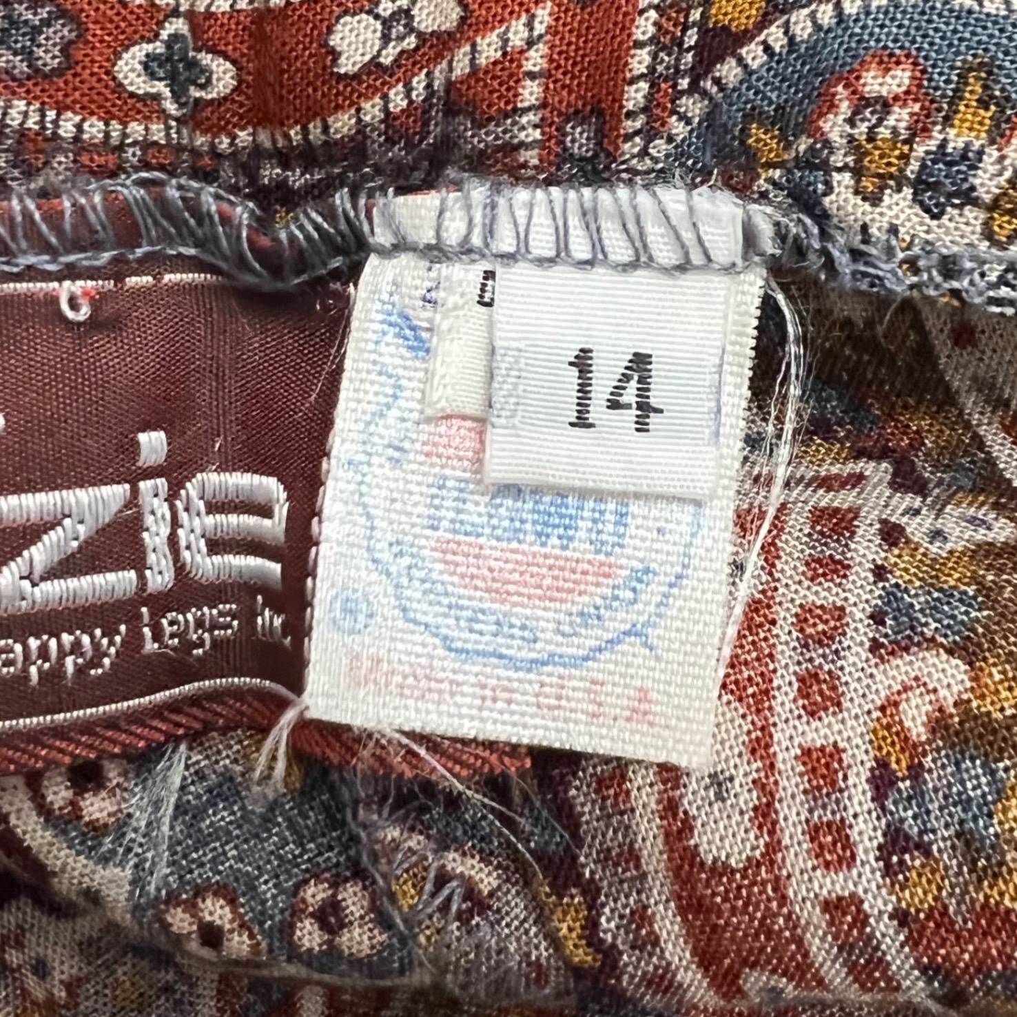 Vintage Feelin Jazzie Paisley Midi Skirt Brown Rust ILGWU USA 26″ Size 14 Boho