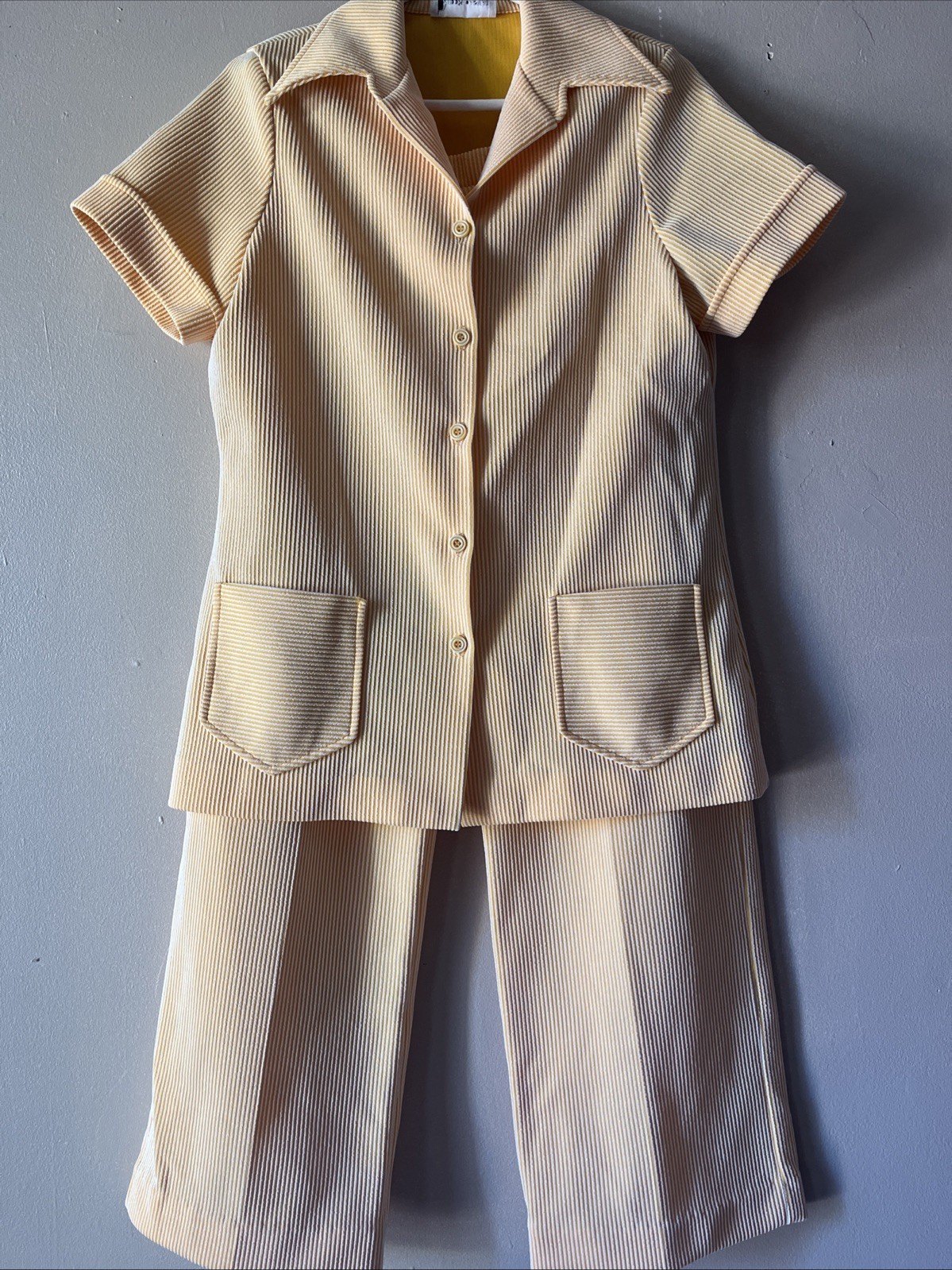 Beautiful Vintage Queen Casuals Yellow Pinstriped Women’s Suit S/M