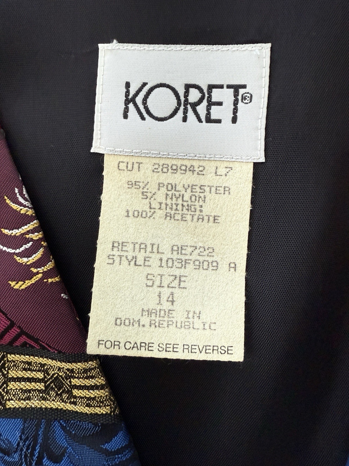 Vintage Koret Vest Women’s 12 Multi Print Design Black/Gold/Maroon/Blue EUC