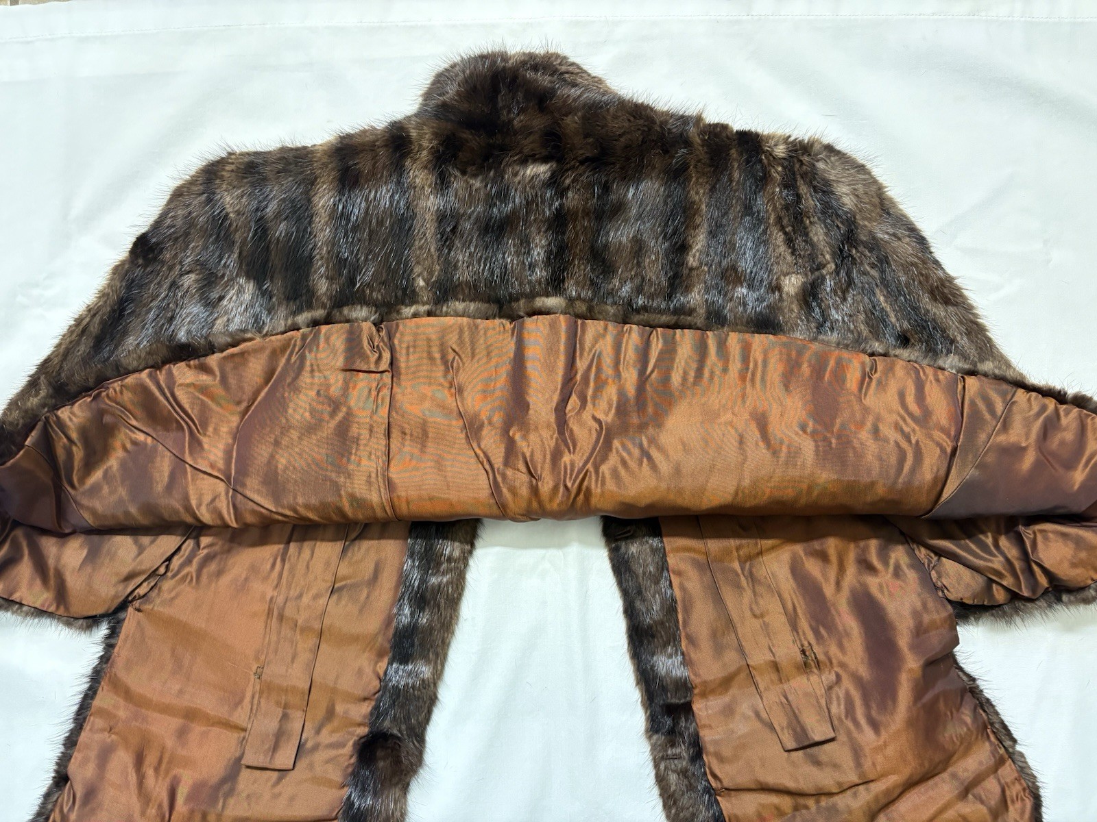 Vintage Mahogany/Black Striped Mink Caplet- Incredibly Beautiful Shiny Fur