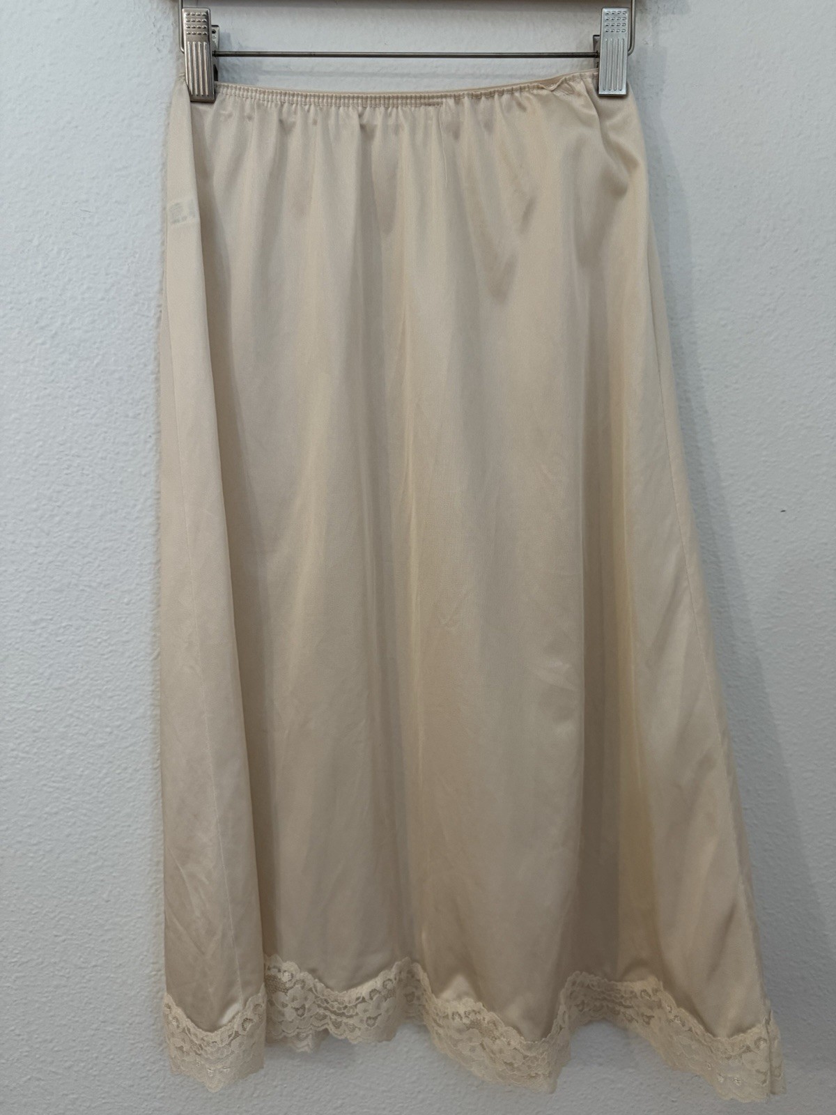 Greenco Maid Beige Half Slip M Vintage Women Lace Trim Hem Lingerie
