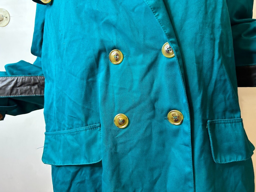 Vintage 1980s Spoiled Girls Australian Women’s Aqua Blue Trench Coat AU 8