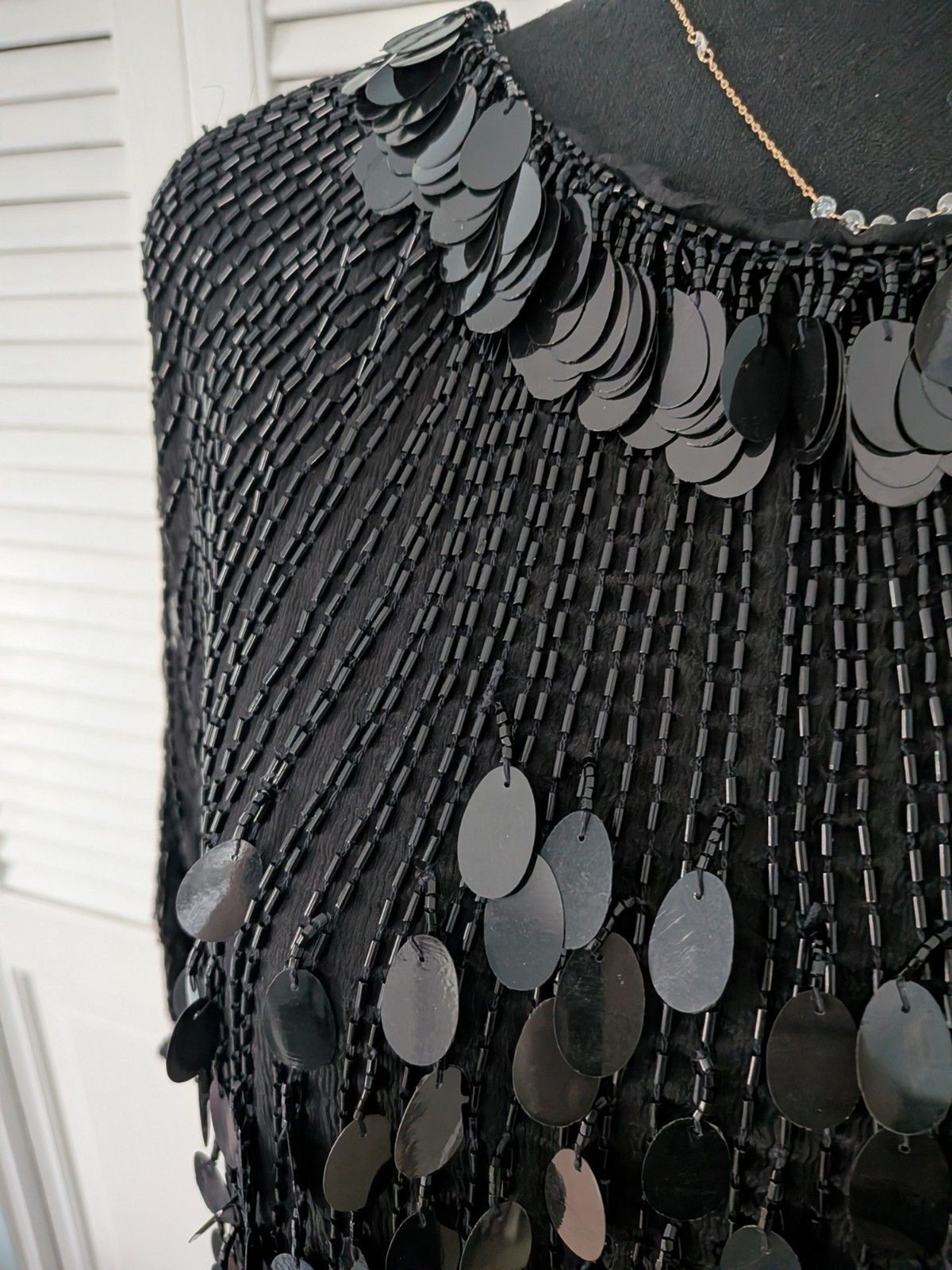 Vintage Ann Katrine Evening Top Women’s S Silk Beaded Sequin Formal Black Tie